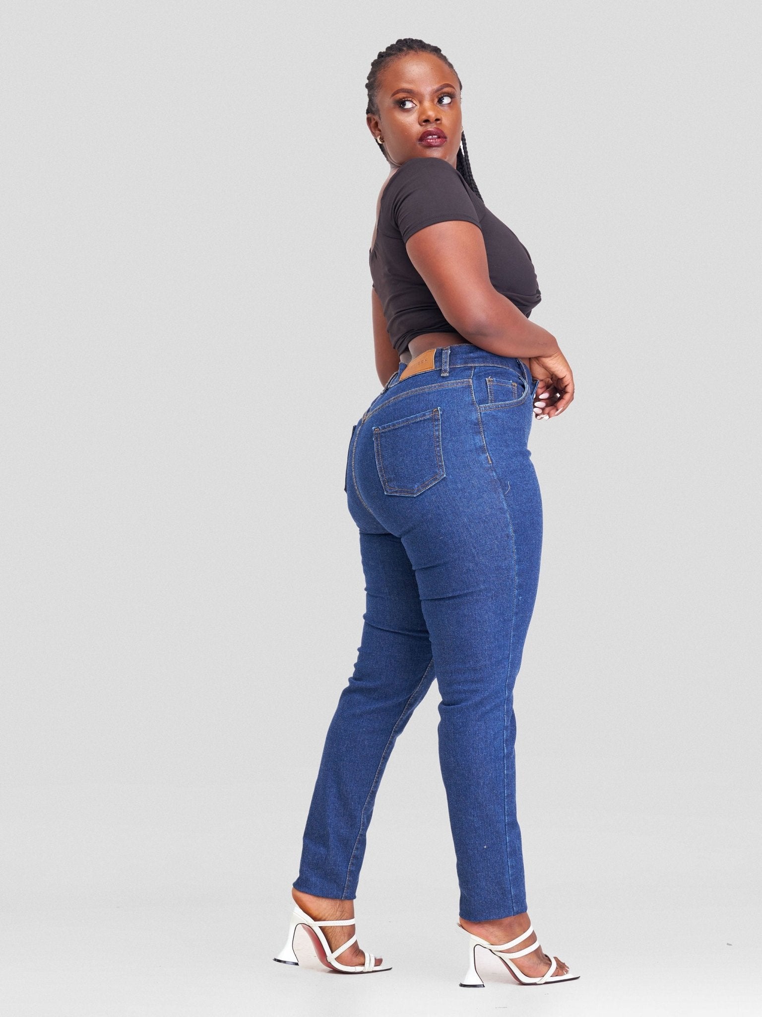 Denim Haven High Rise Skinny Jeans- Dark Blue - Shopzetu