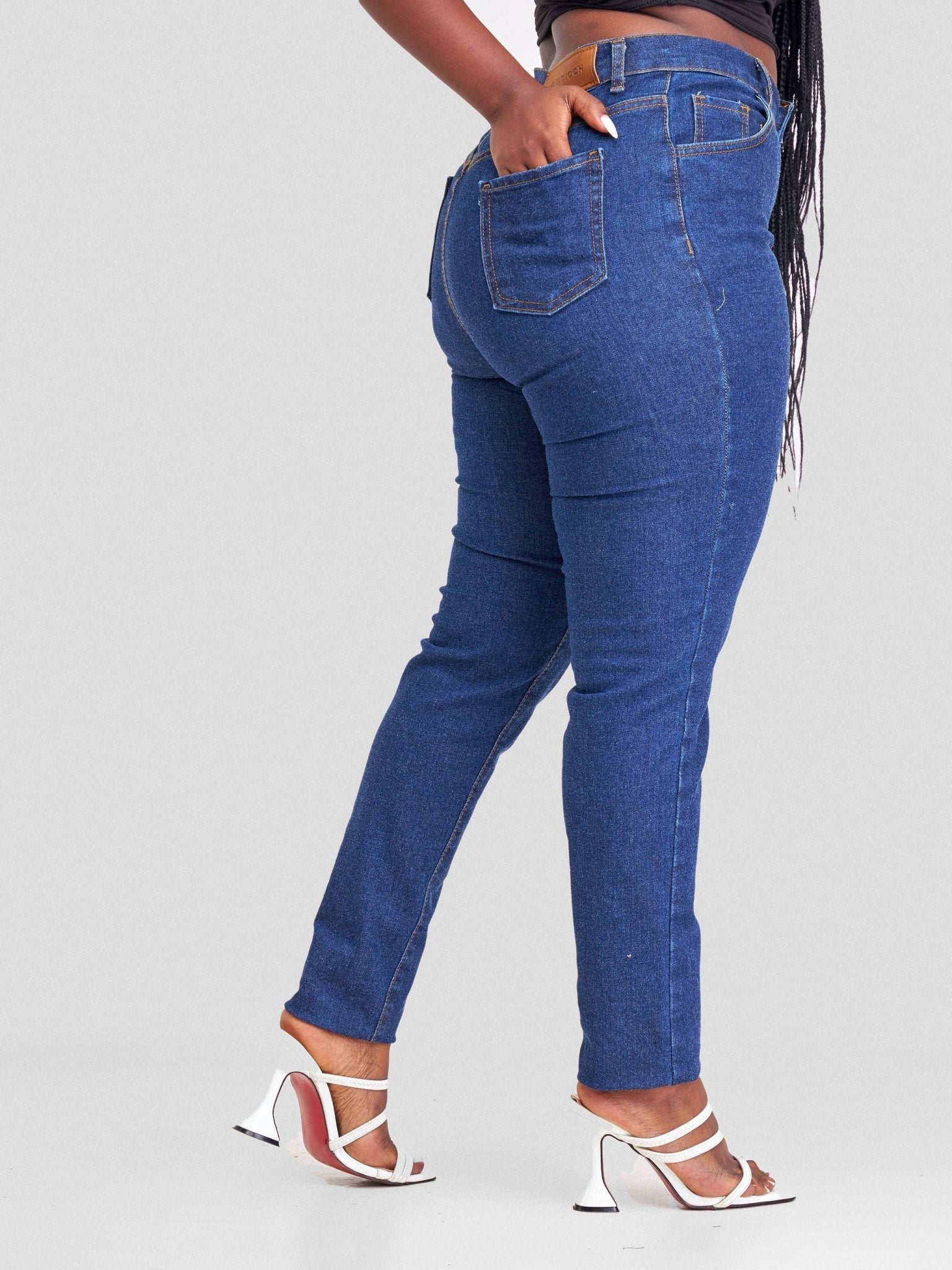 Denim Haven High Rise Skinny Jeans- Dark Blue - Shopzetu