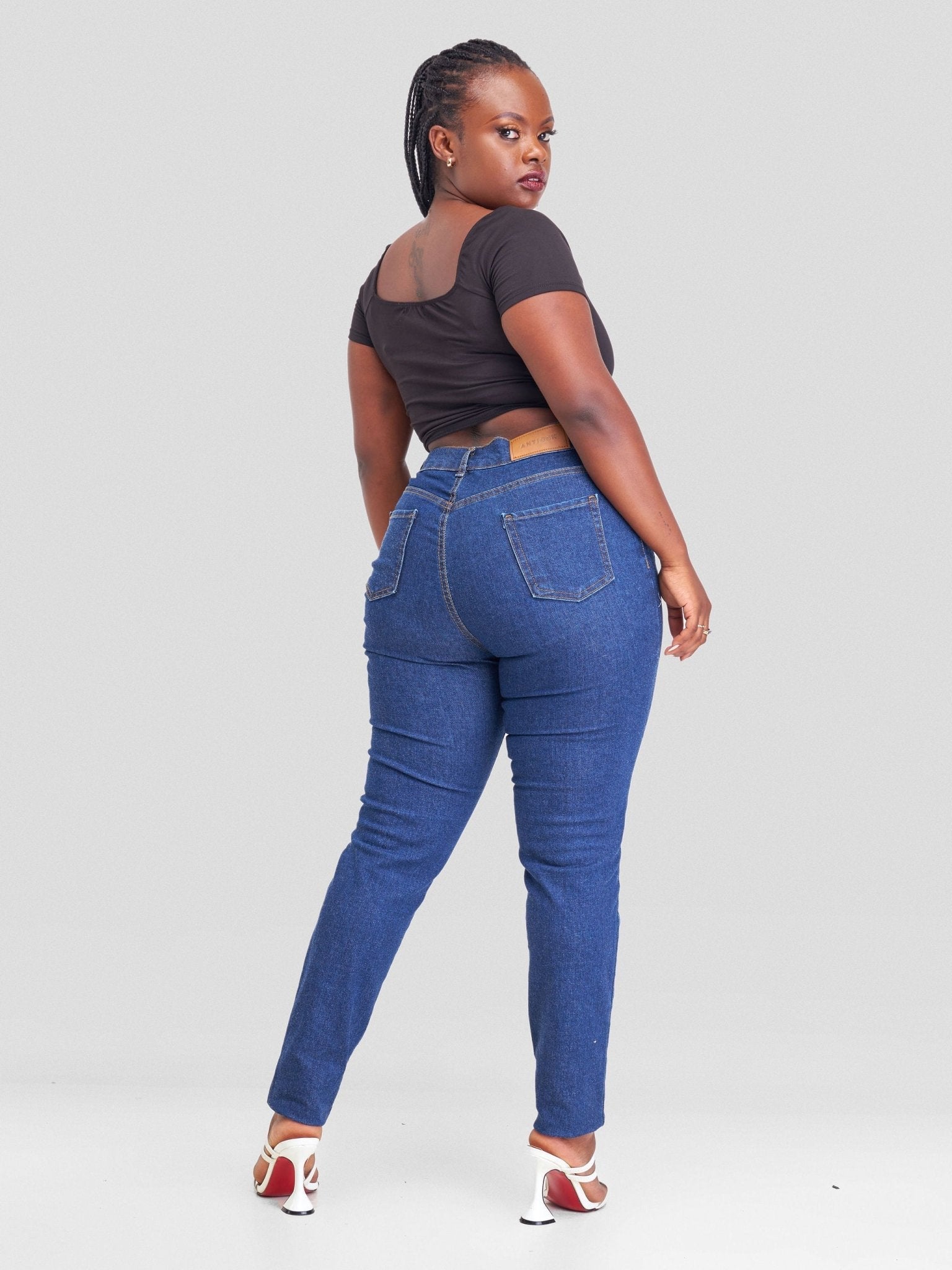 Denim Haven High Rise Skinny Jeans- Dark Blue - Shopzetu