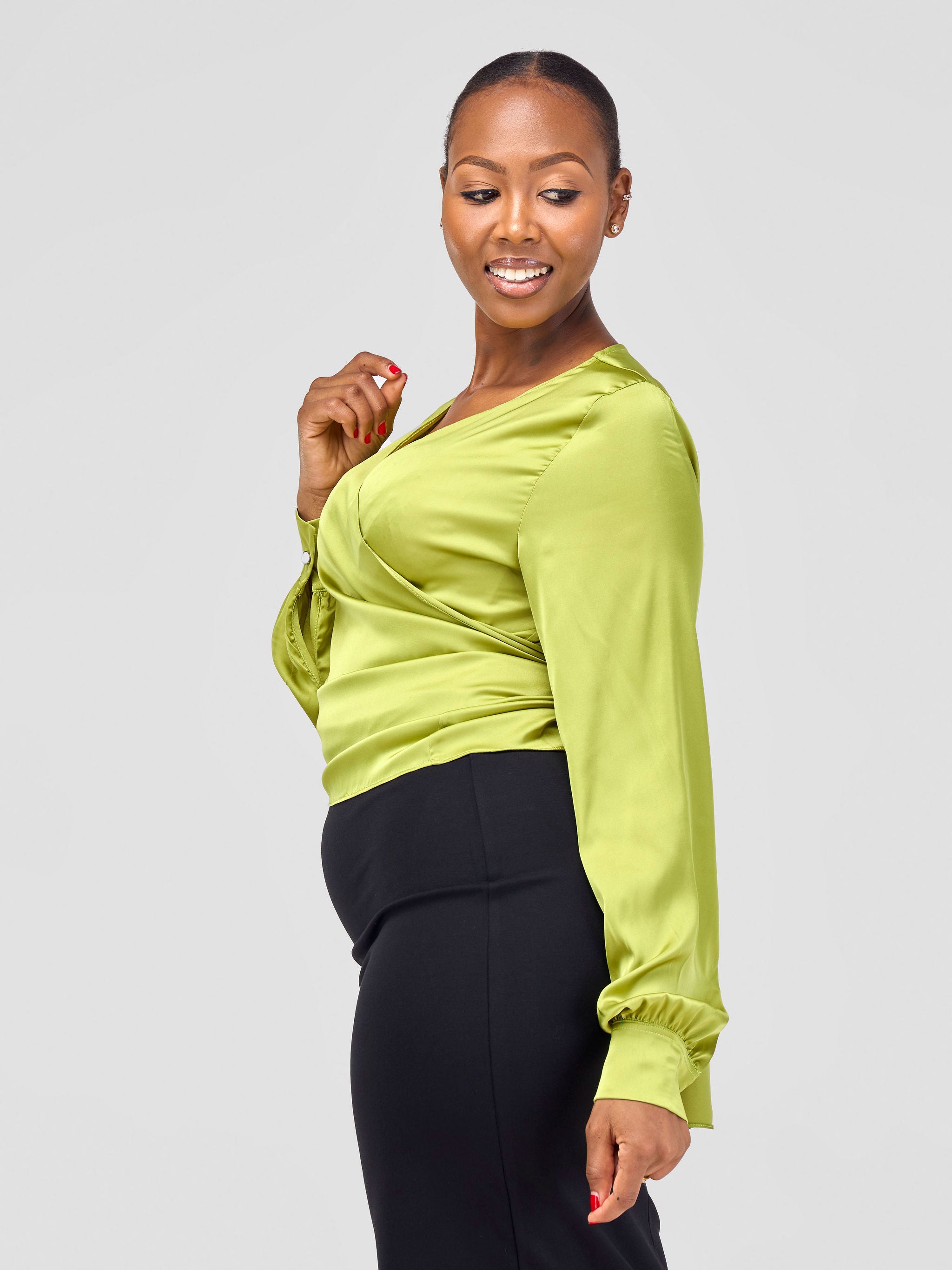 Vivo Arafa Wrap Top - Olive Green