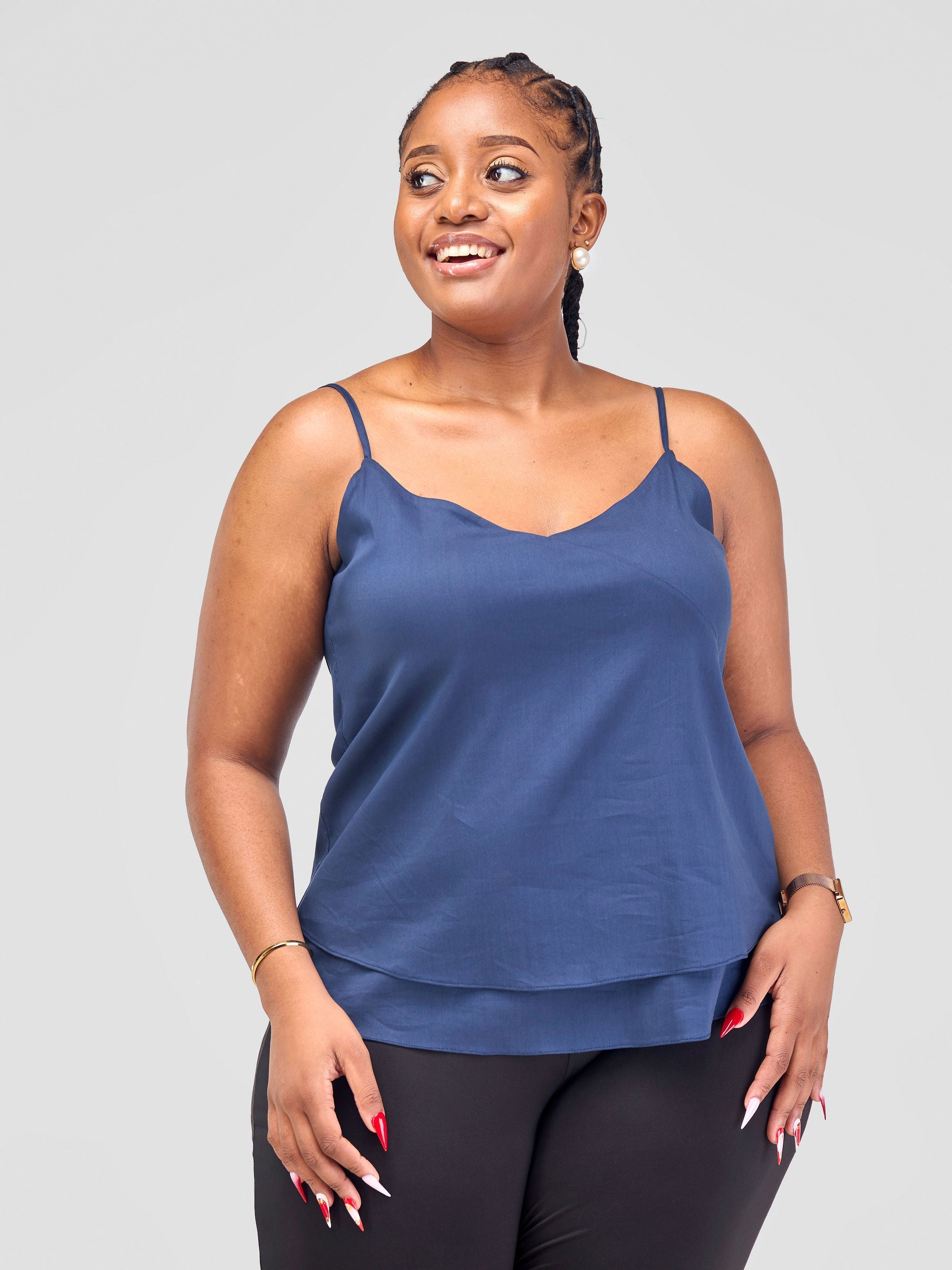 Safari Lira Panelled Camisole Top - Navy Blue