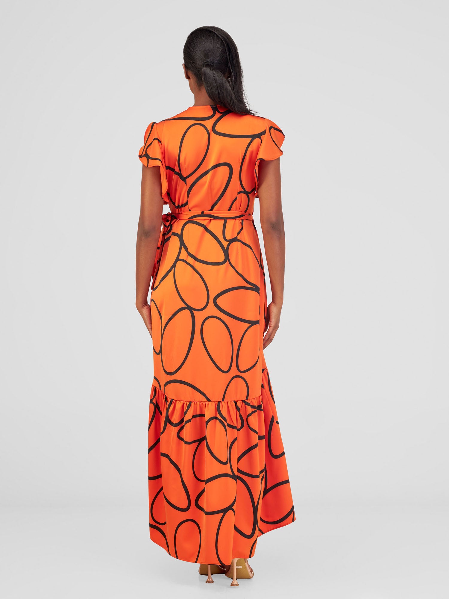Vivo Hanabi Wrap Maxi Dress - Orange Koto Print