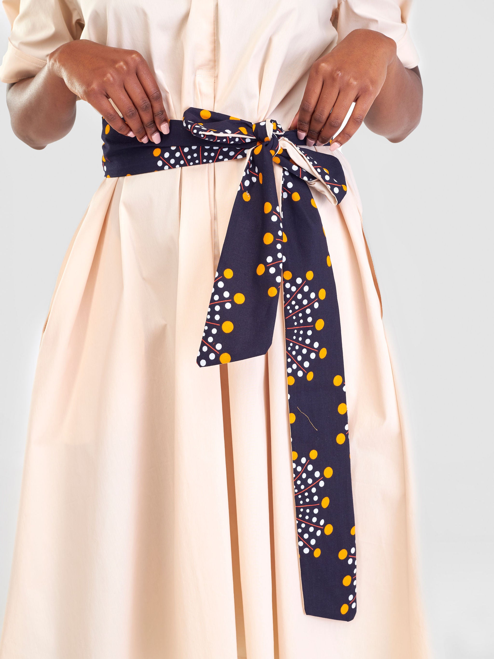 Safari Huru Short Sleeved Midi A-Line Dress - Light Taupe