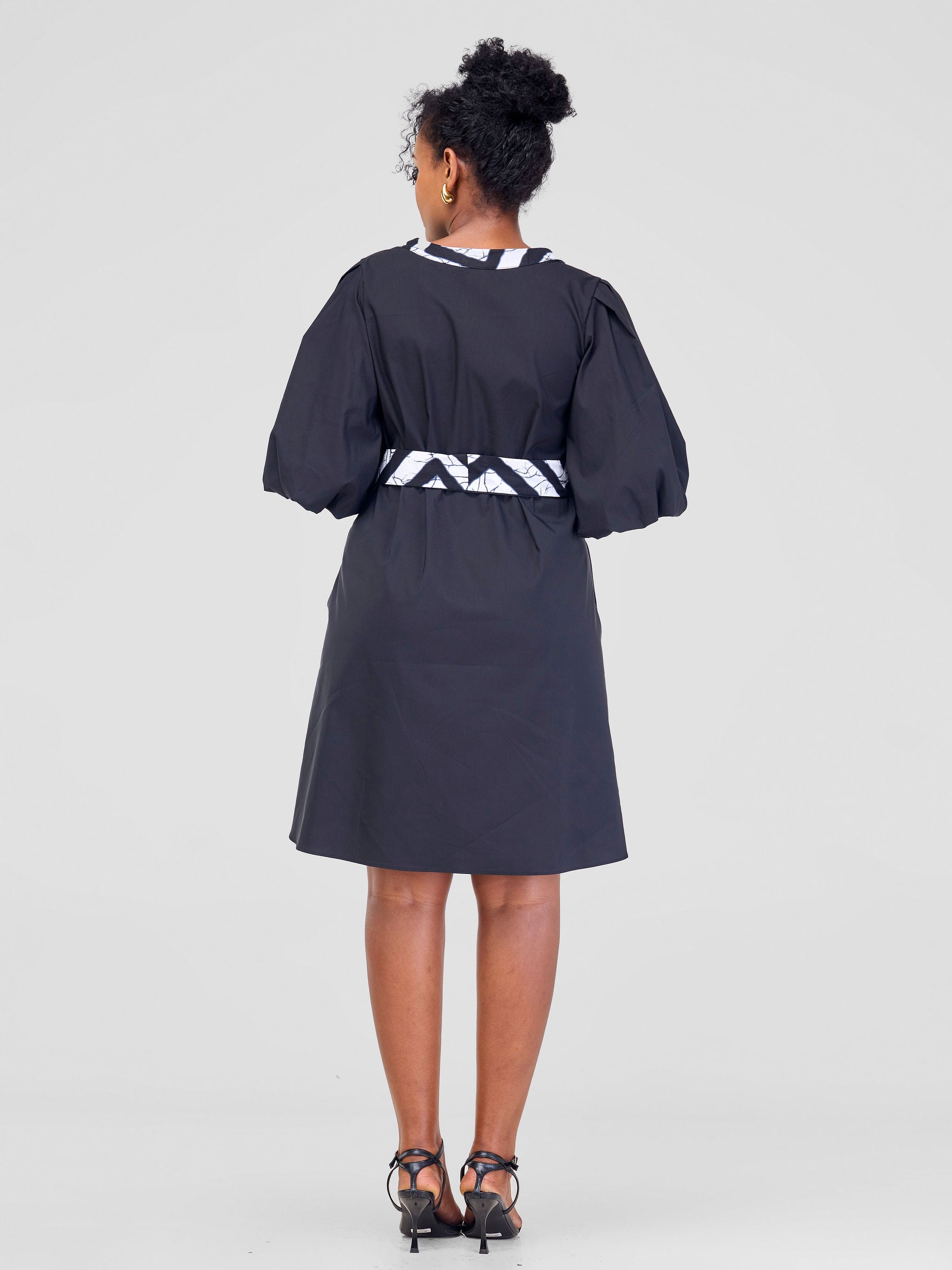 Safari Mali Bishop Sleeve Tent Dress - Black