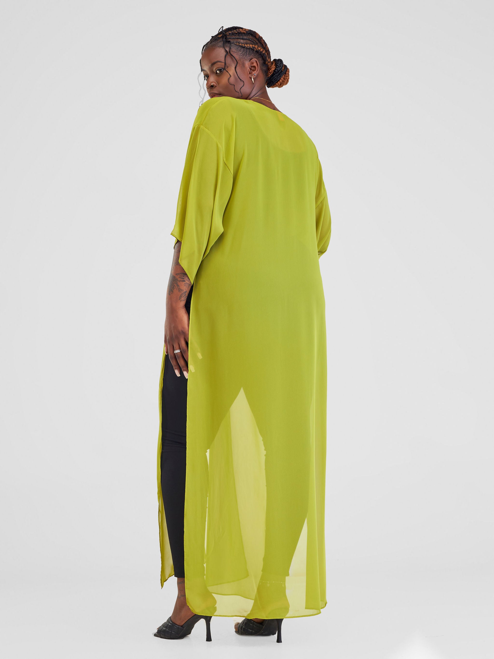 Vivo Basic Nandi High Slit Kimono - Olive