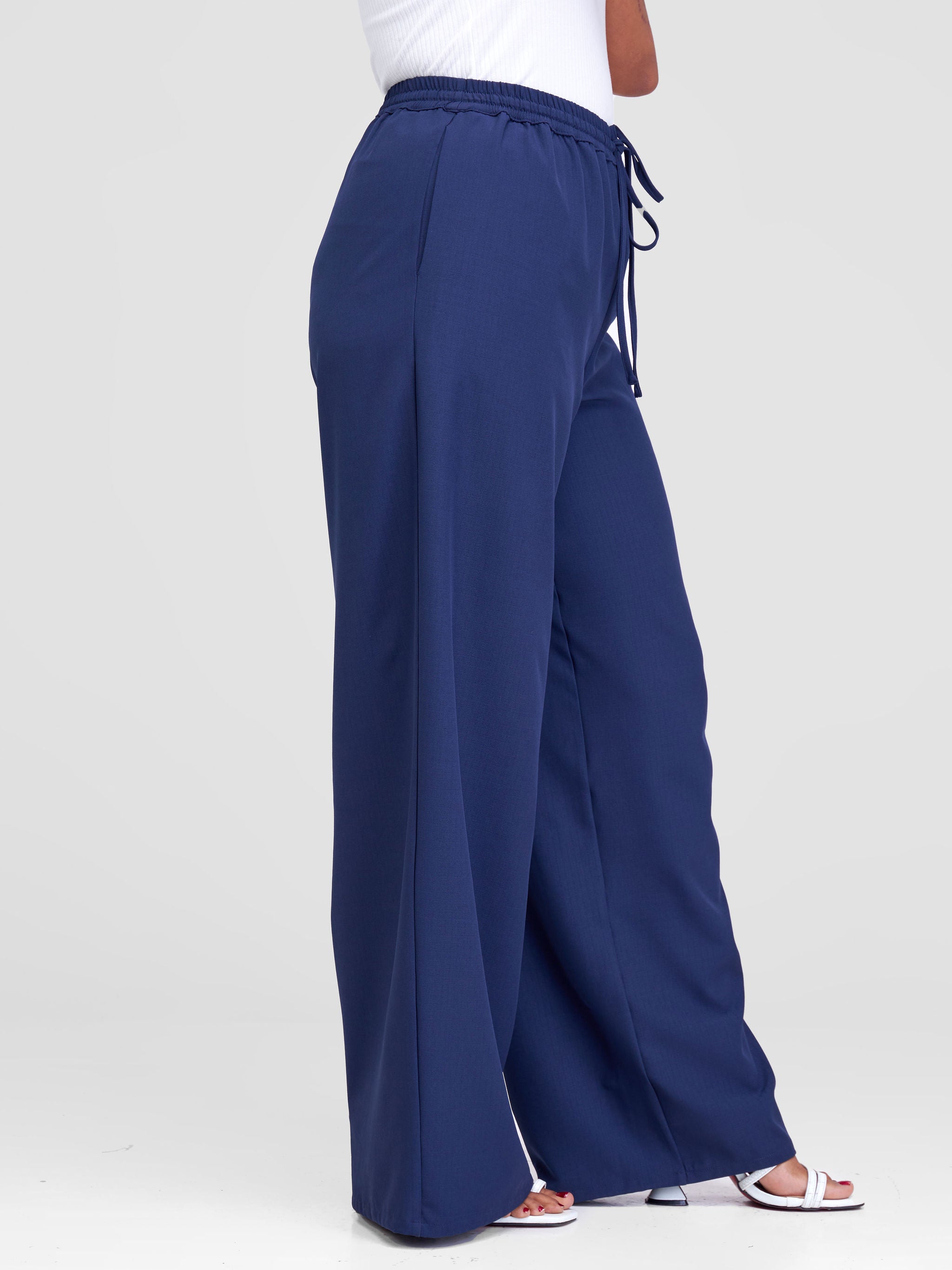 Vivo Zahari Drawstring Wide Leg Pants - Navy Blue