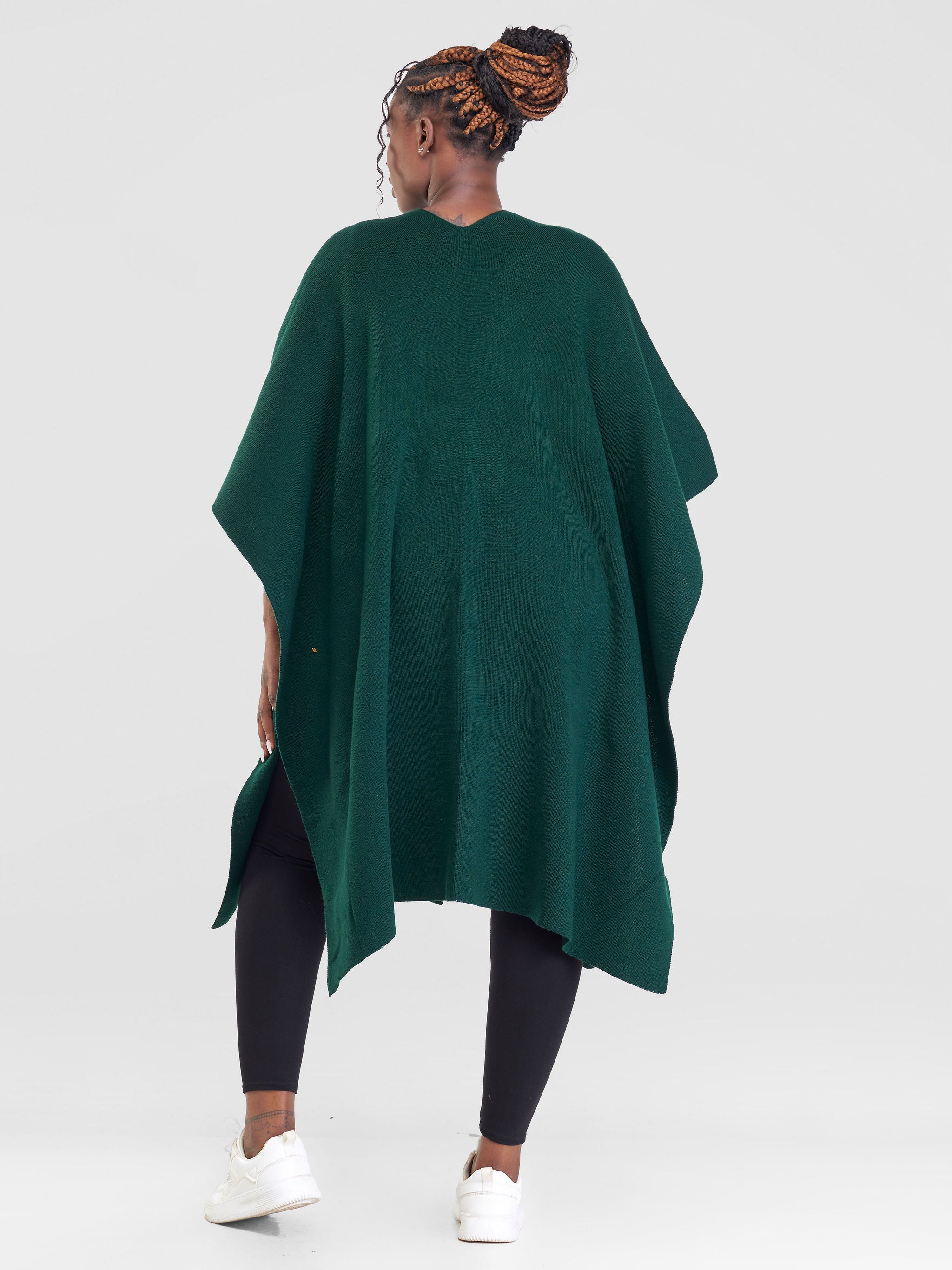 Vivo Basic Double Layered Wrap Poncho (Without Fringe) - Dark Green