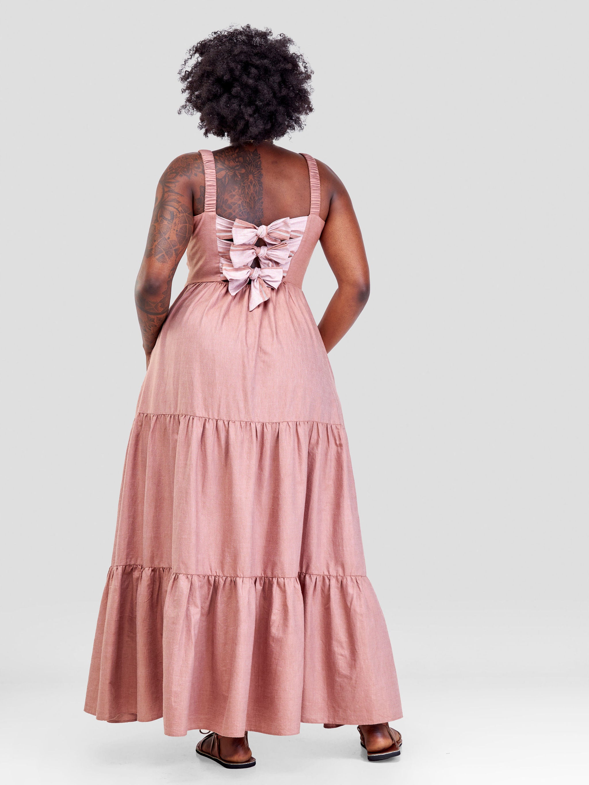 Safari Kikoy Tie Back Maxi Dress - Pink