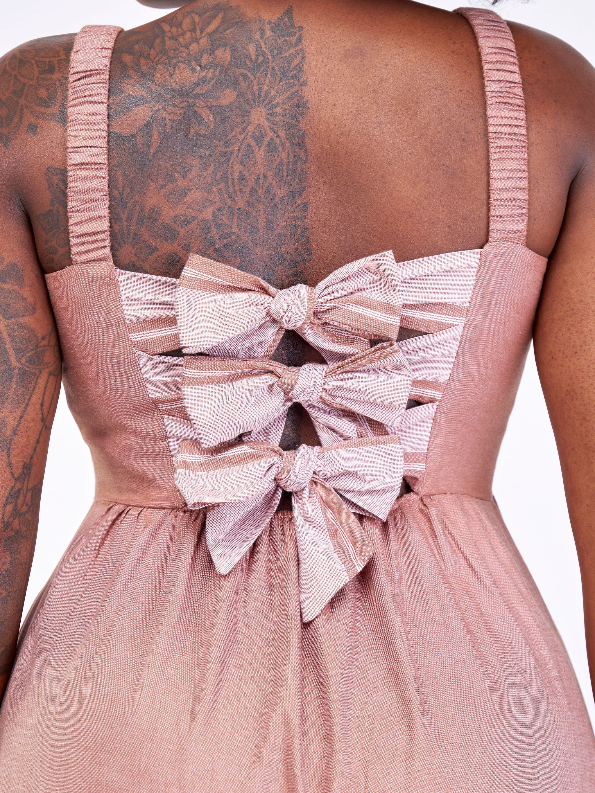 Safari Kikoy Tie Back Maxi Dress - Pink