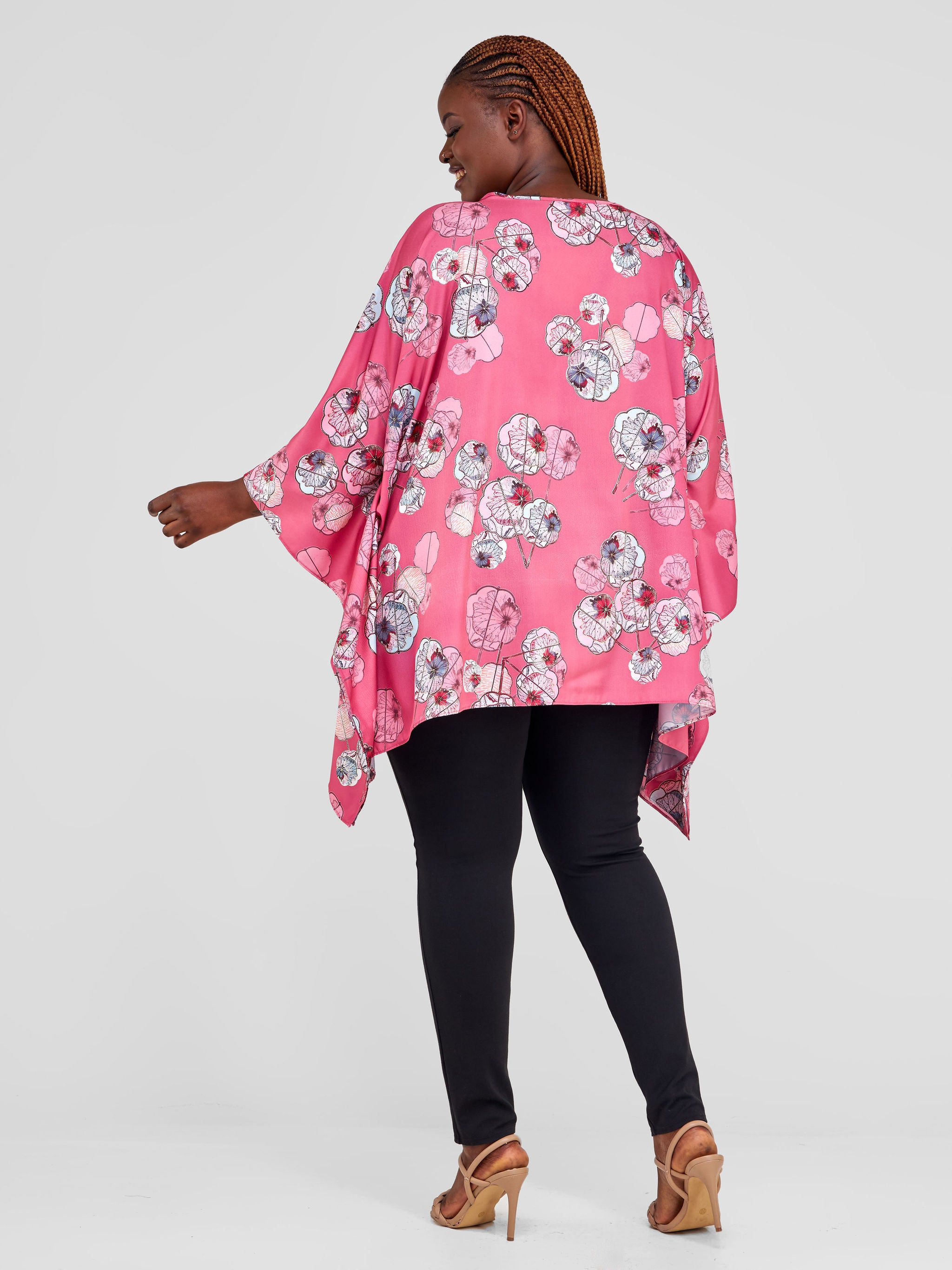 Vivo Basic Wide Loose Top - Pink / Blue Floral Print