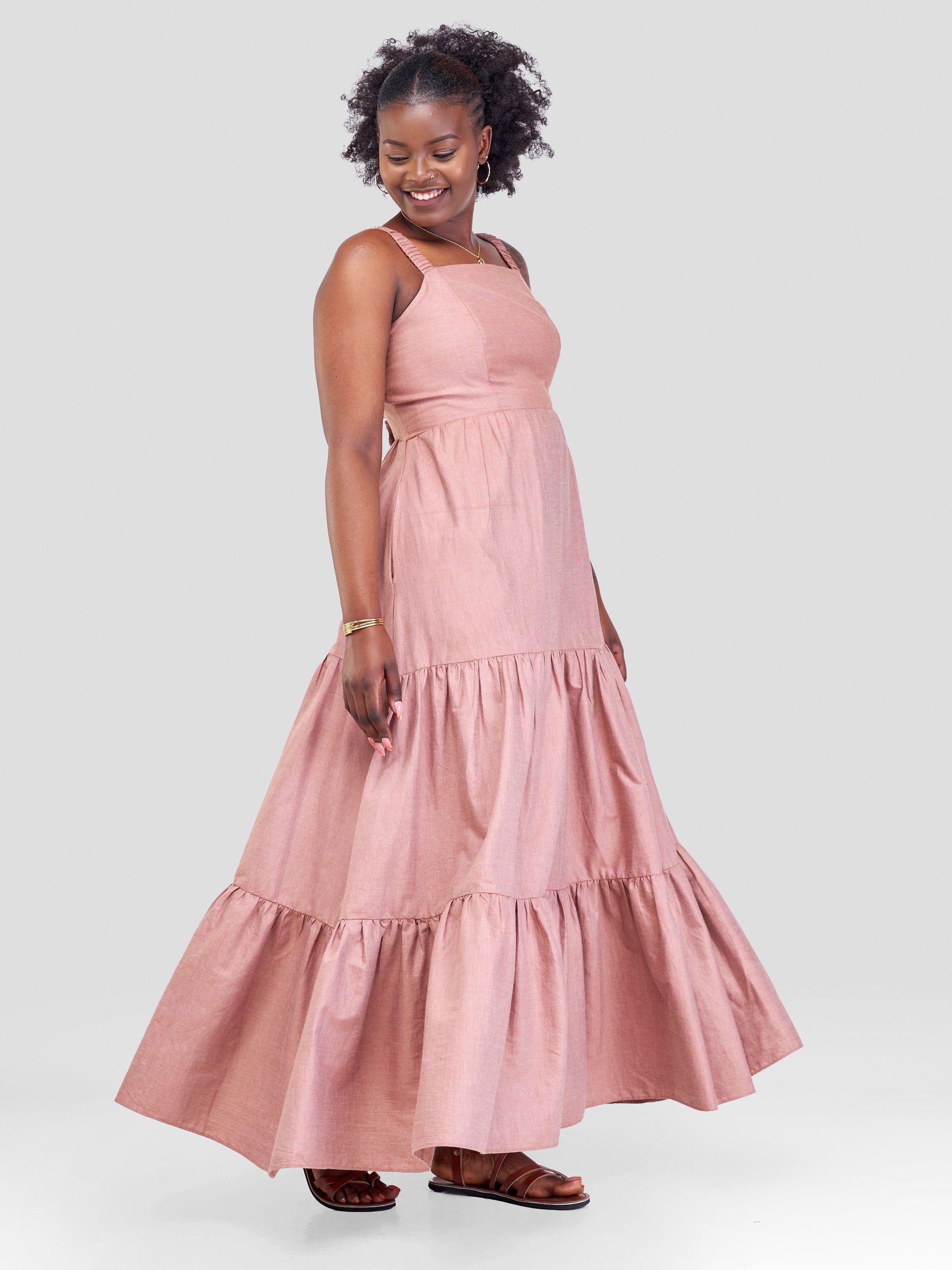 Safari Kikoy Tie Back Maxi Dress - Pink