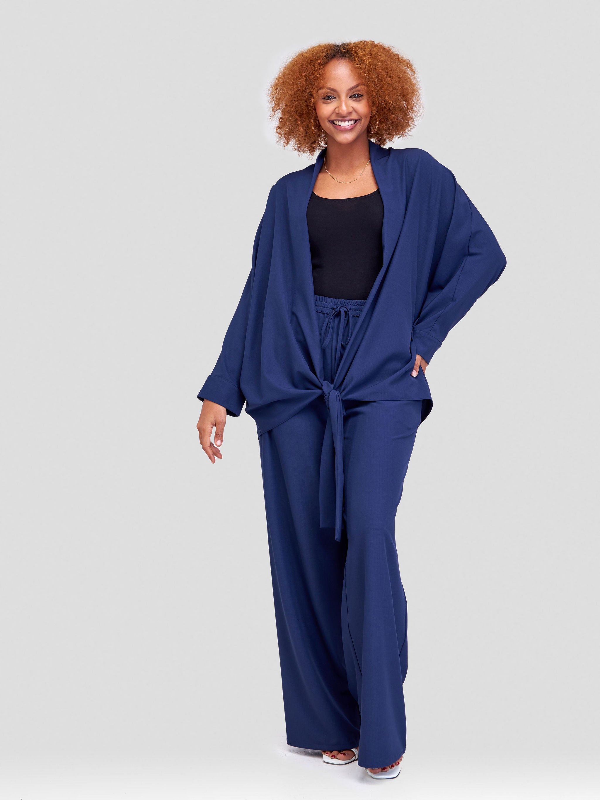 Vivo Zahari  Dolman Tie Kimono - Navy Blue