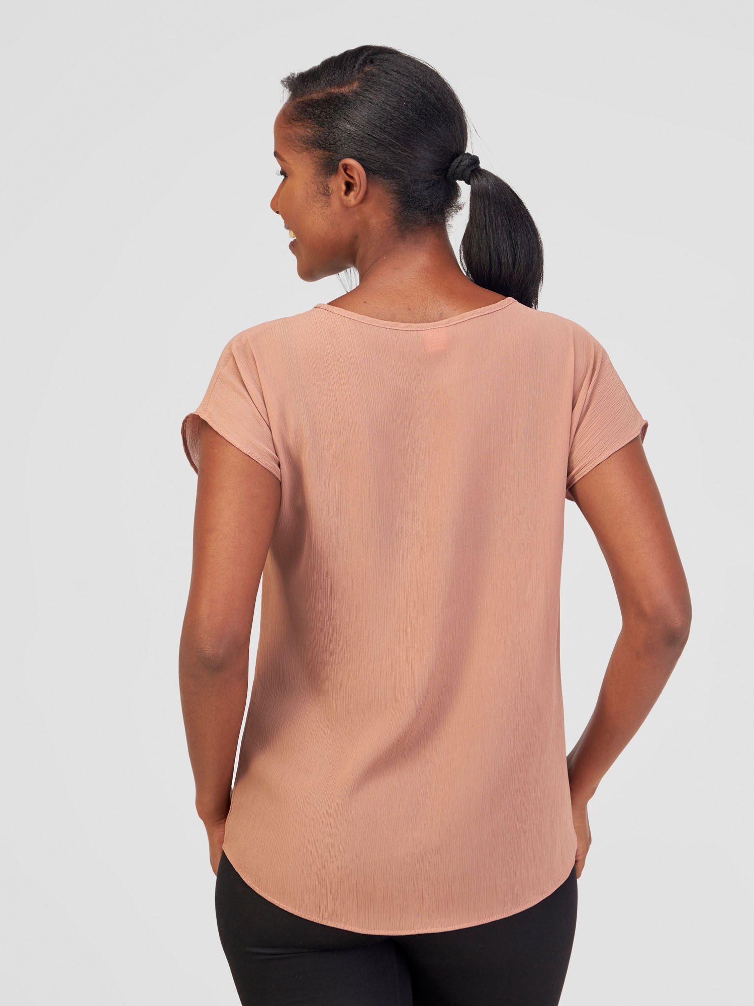 Vivo Basic Chiffon Dropped Shoulder Top - Taupe
