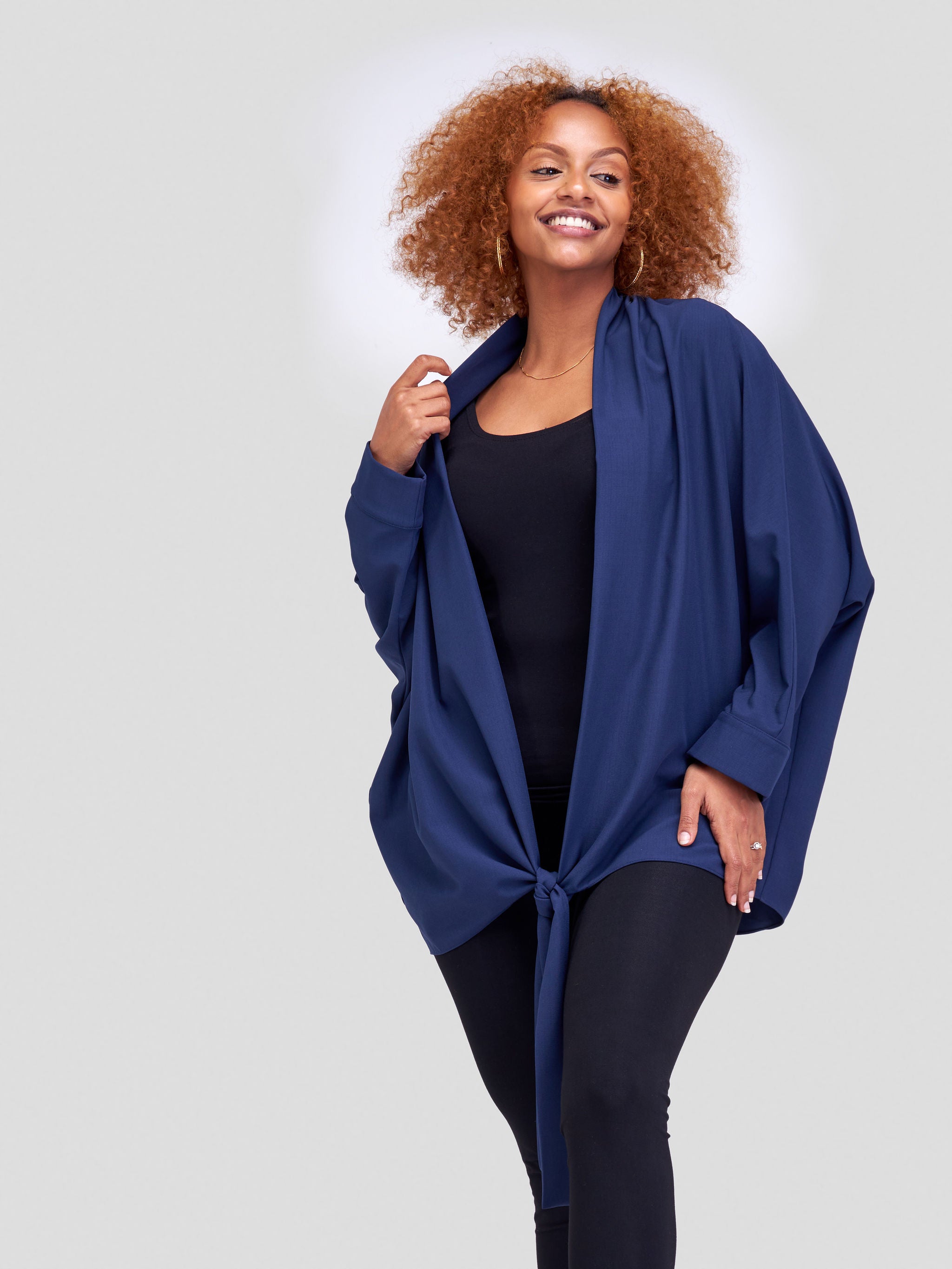 Vivo Zahari  Dolman Tie Kimono - Navy Blue