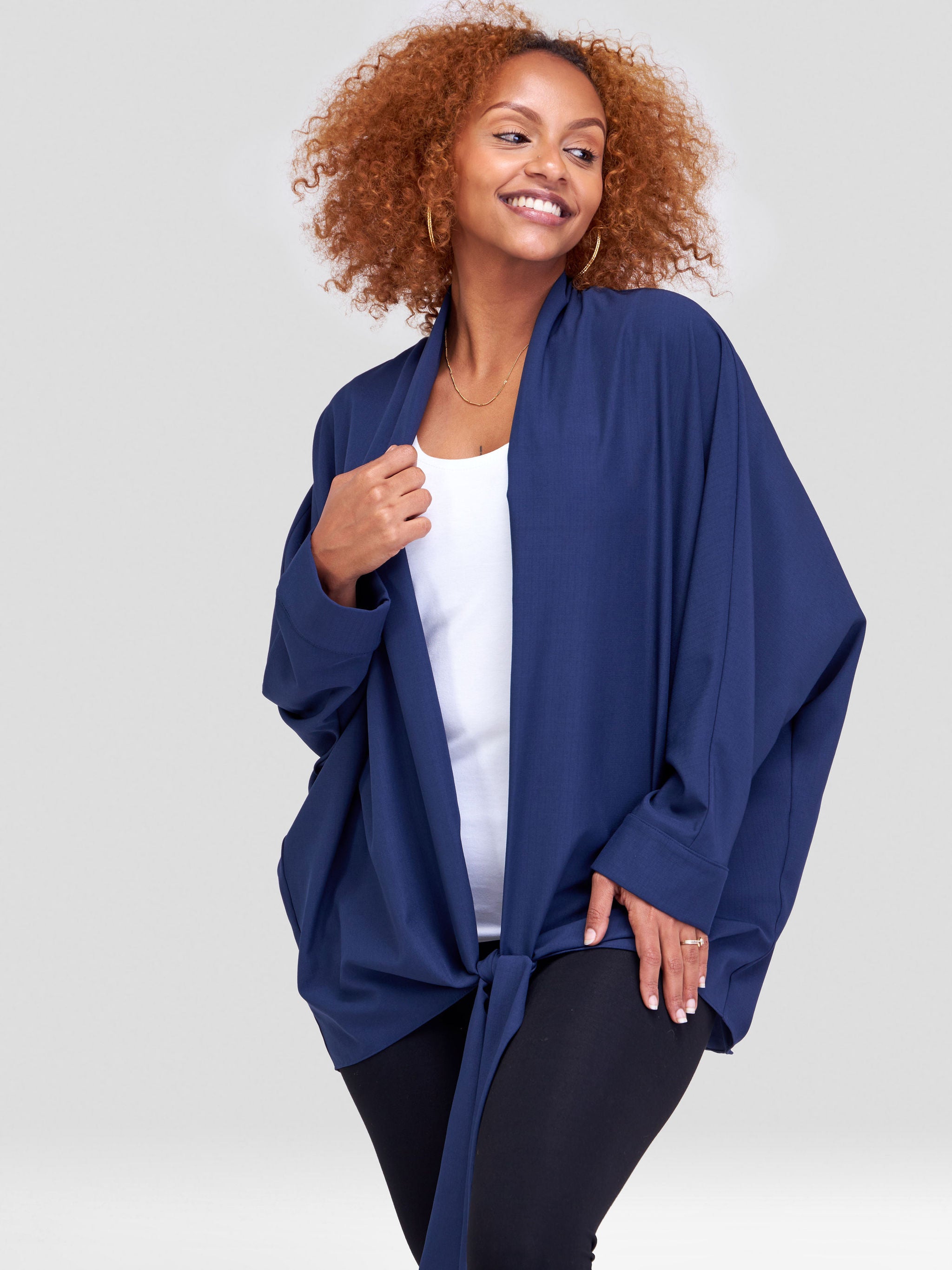 Vivo Zahari  Dolman Tie Kimono - Navy Blue