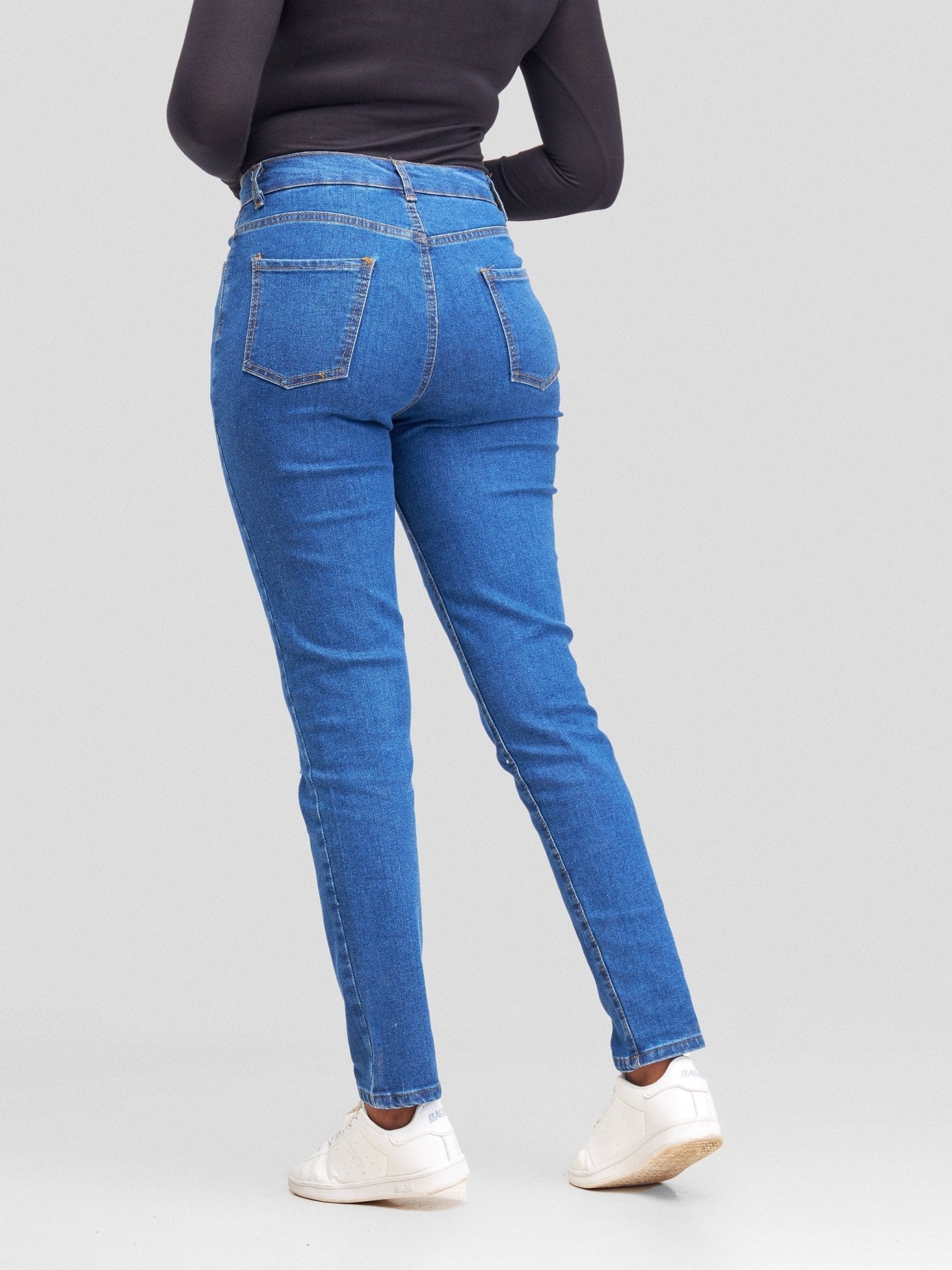 Denim Haven High Rise Skinny Ripped Jeans - Deep Blue - Shopzetu