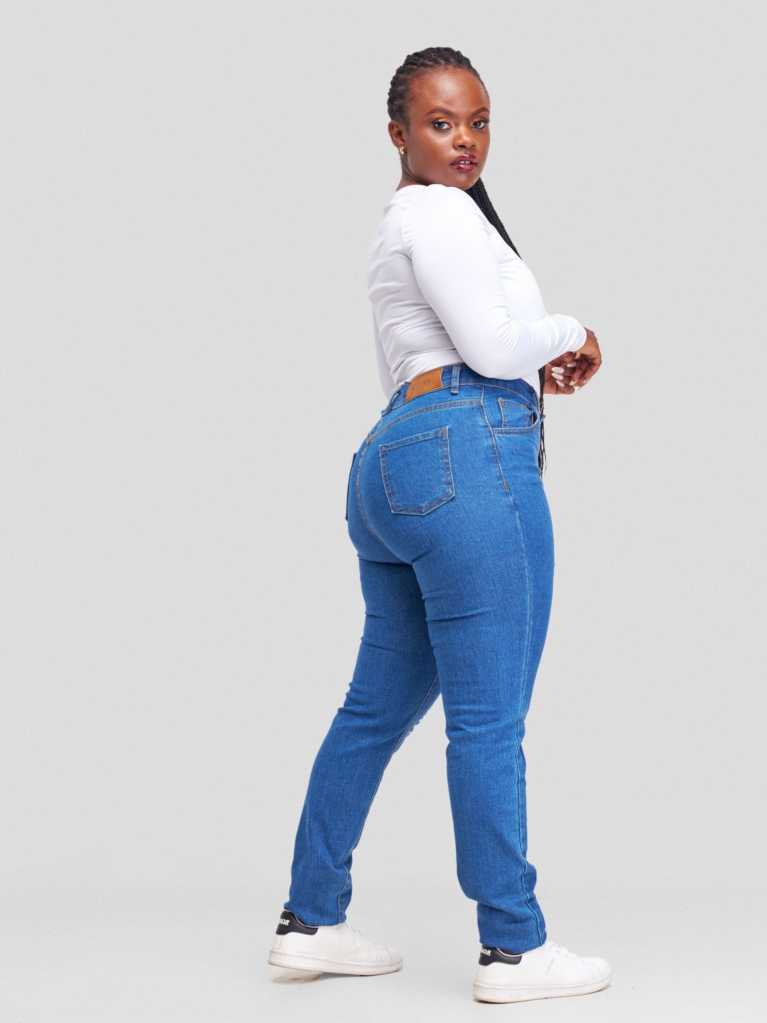 Denim Haven High Rise Skinny Ripped Jeans - Deep Blue - Shopzetu