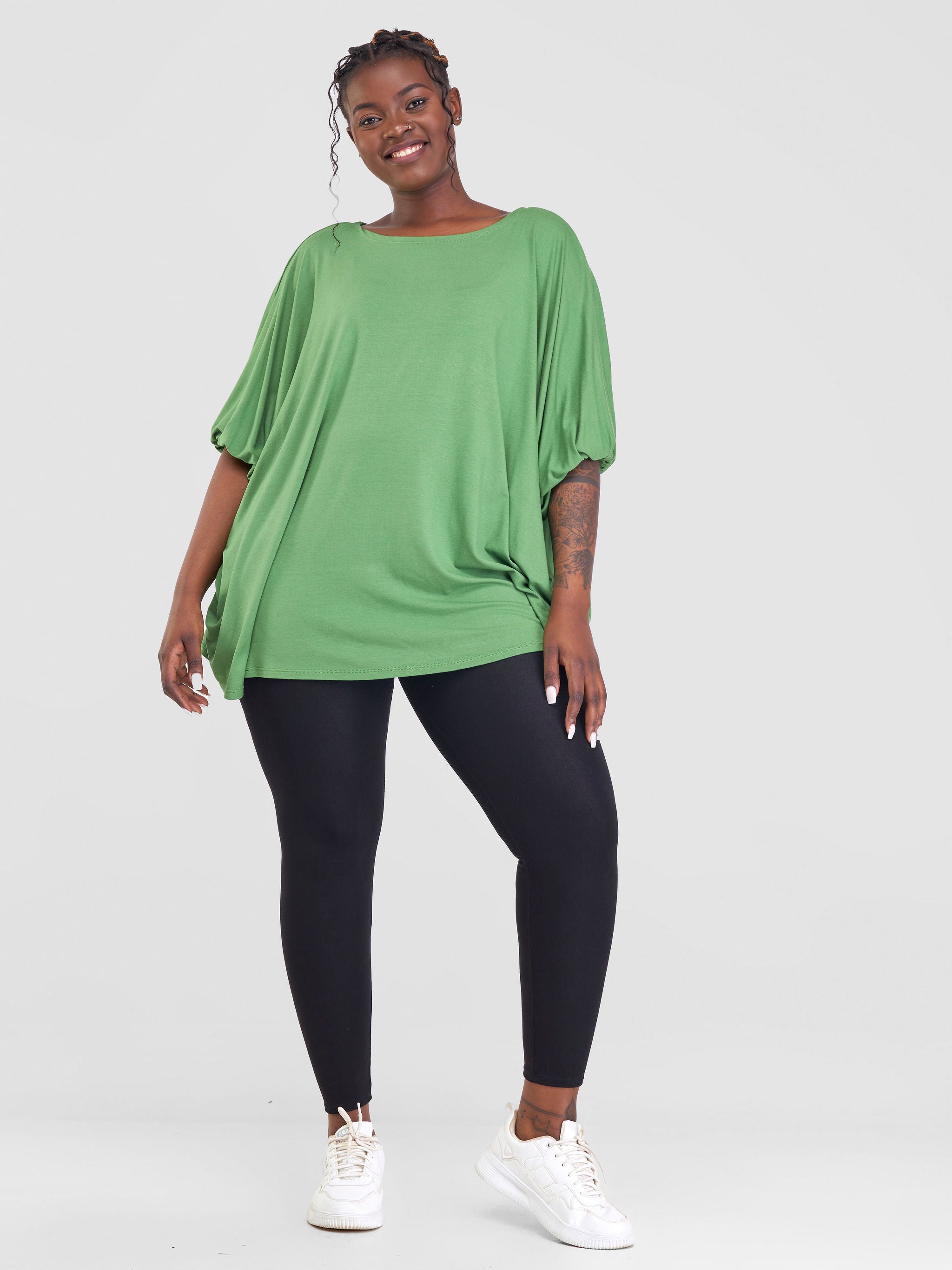 Vivo Basic Wide Jersey Top - Green