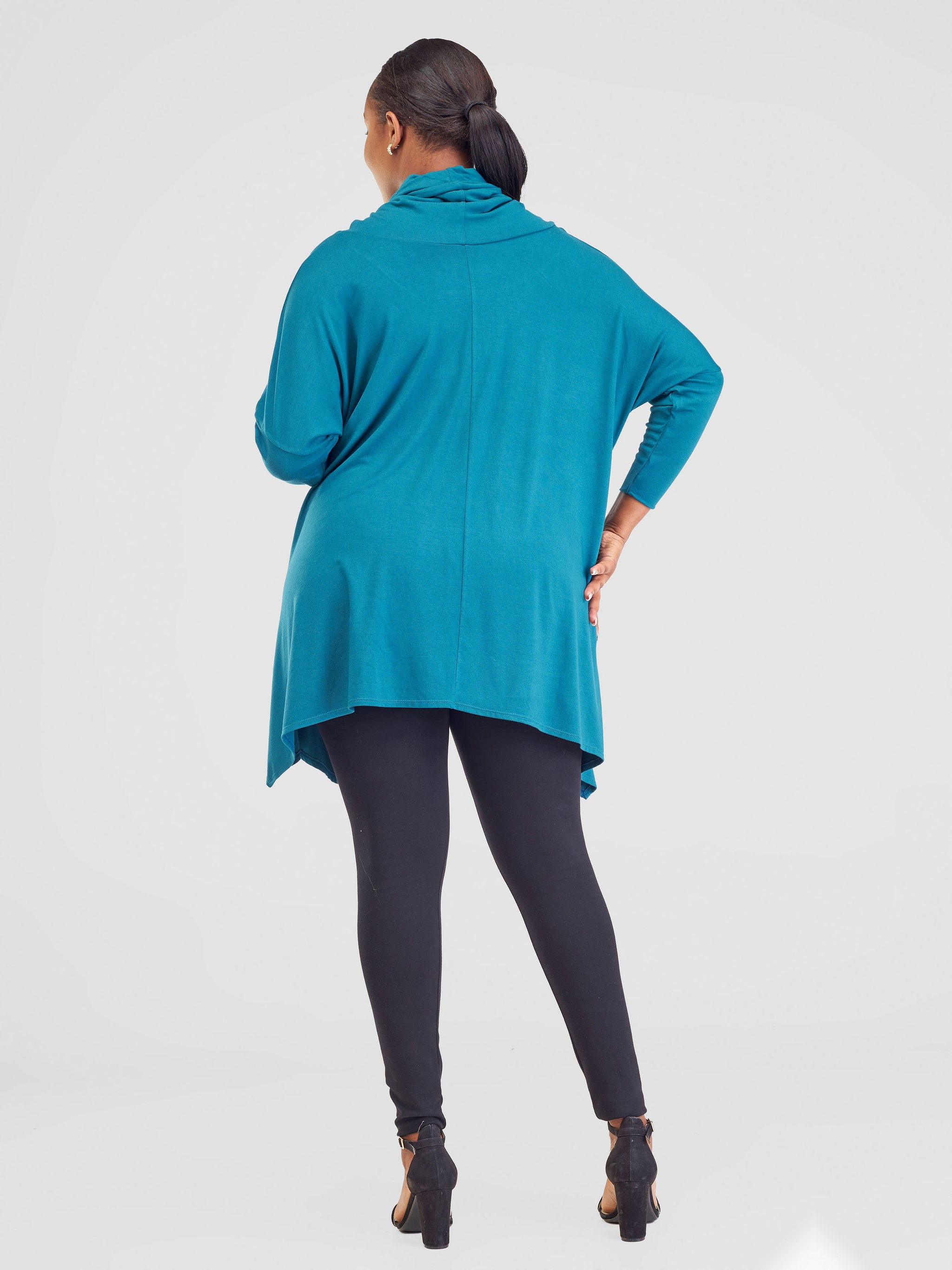 Vivo Basic Angela Cowl Loose Top - Dark Teal