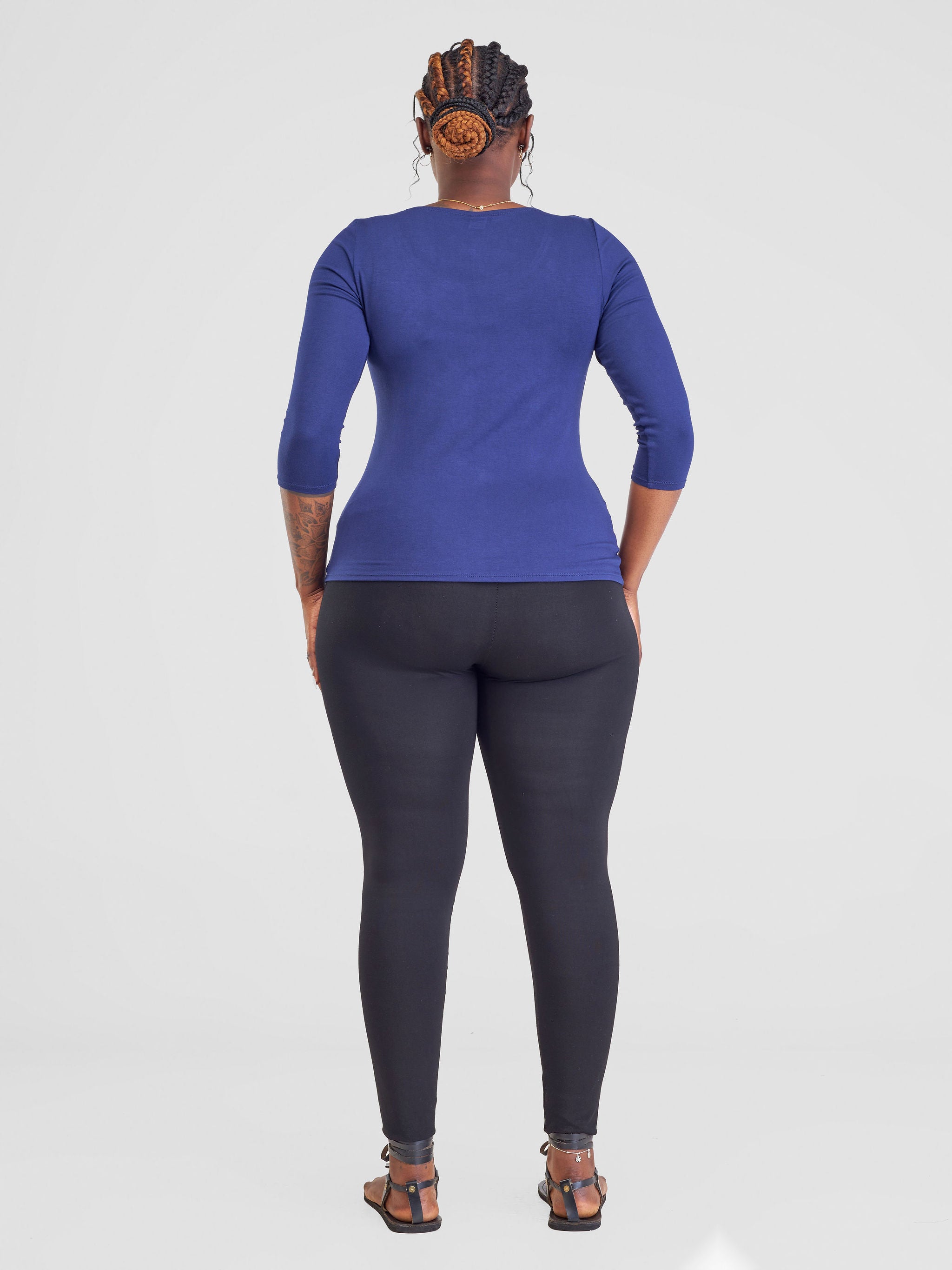 Vivo Basic 3/4 Sleeve Top - Navy Blue
