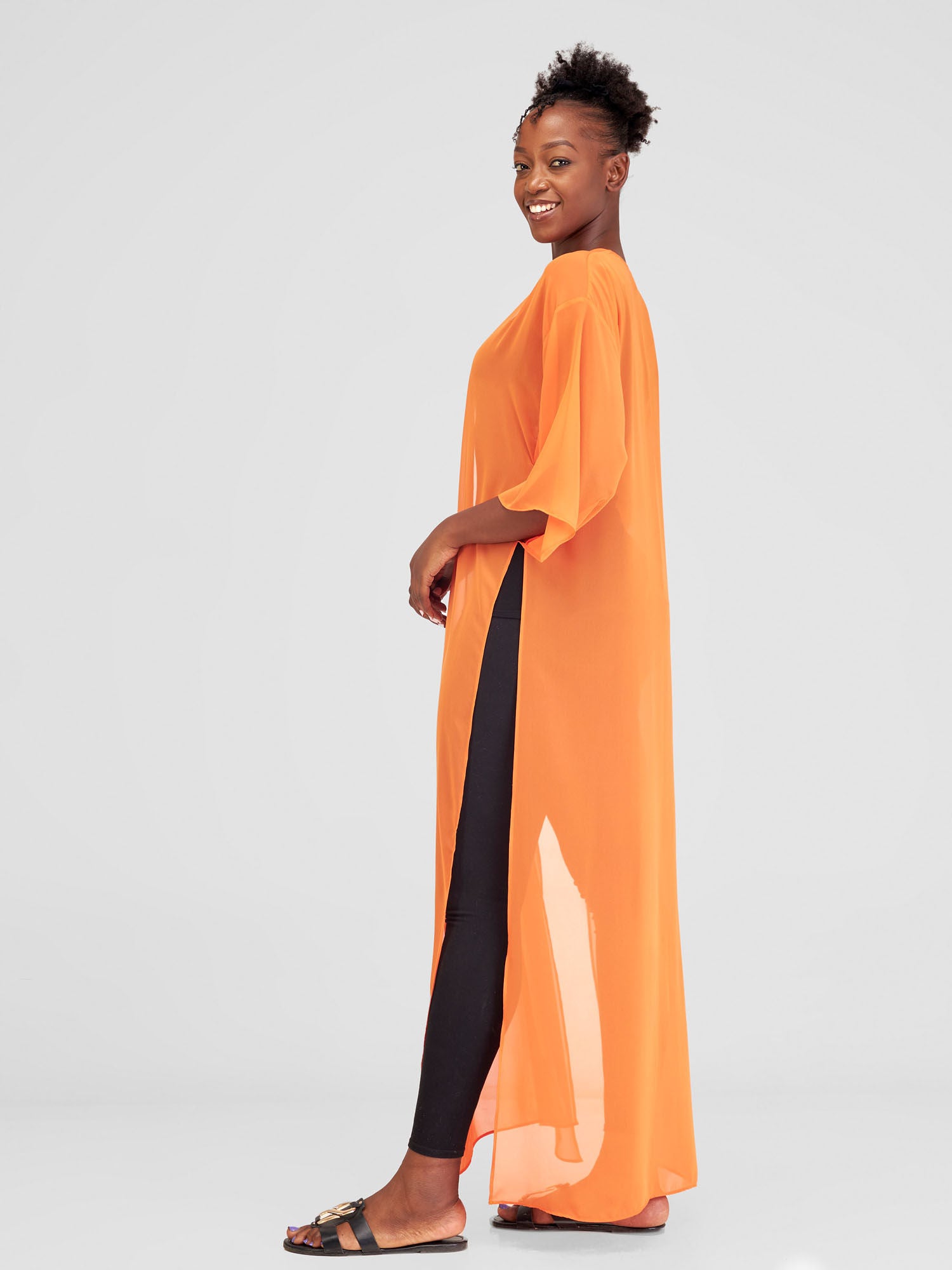 Vivo Basic Nandi High Slit Kimono - Orange