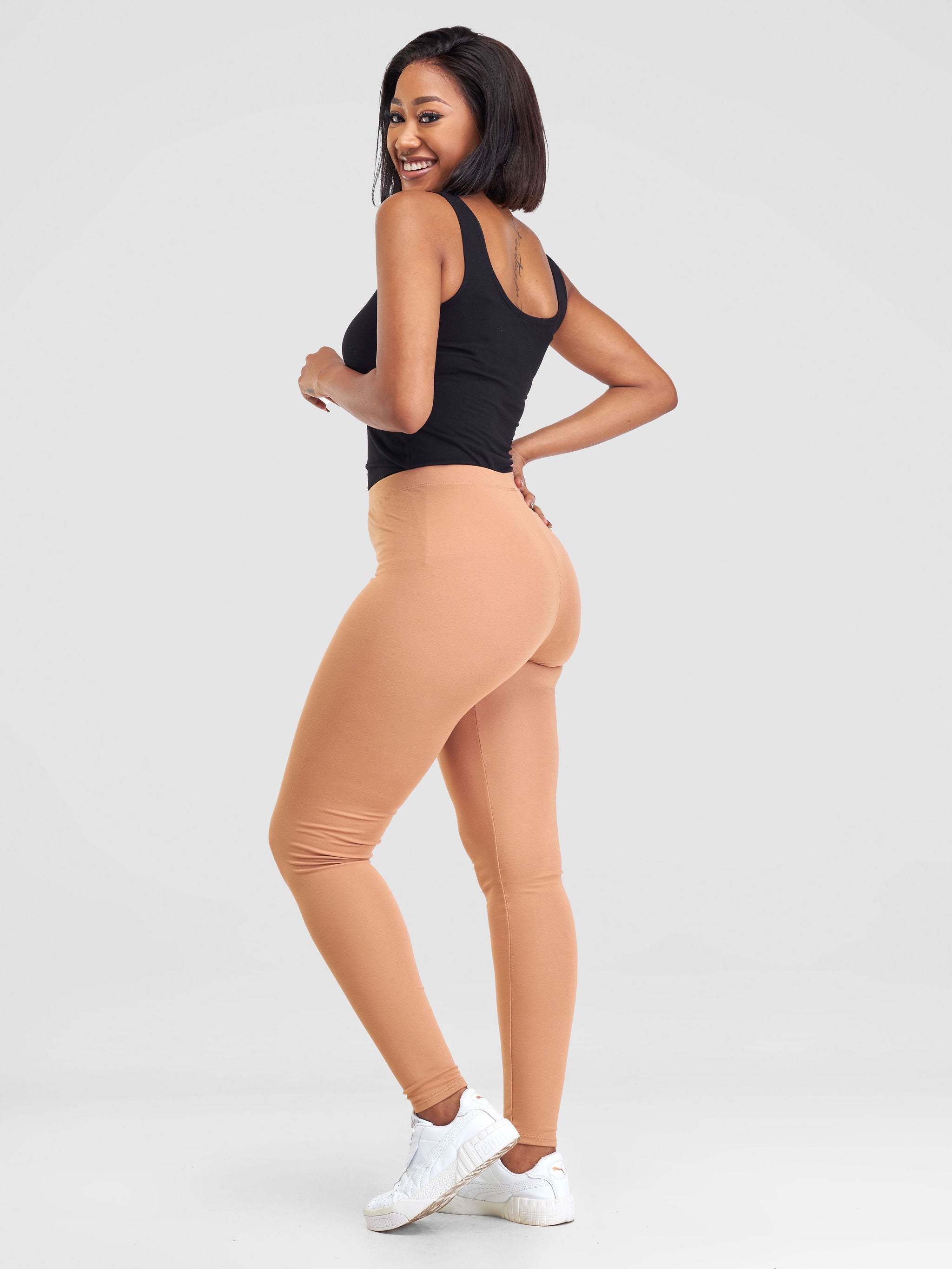 Zoya Basic Full Length Leggings - Tan