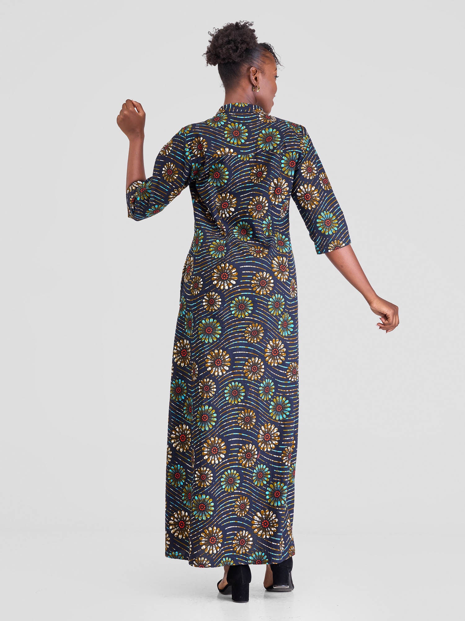Safari Nimali 3/4 Sleeve Maxi Dress - Dafu Print