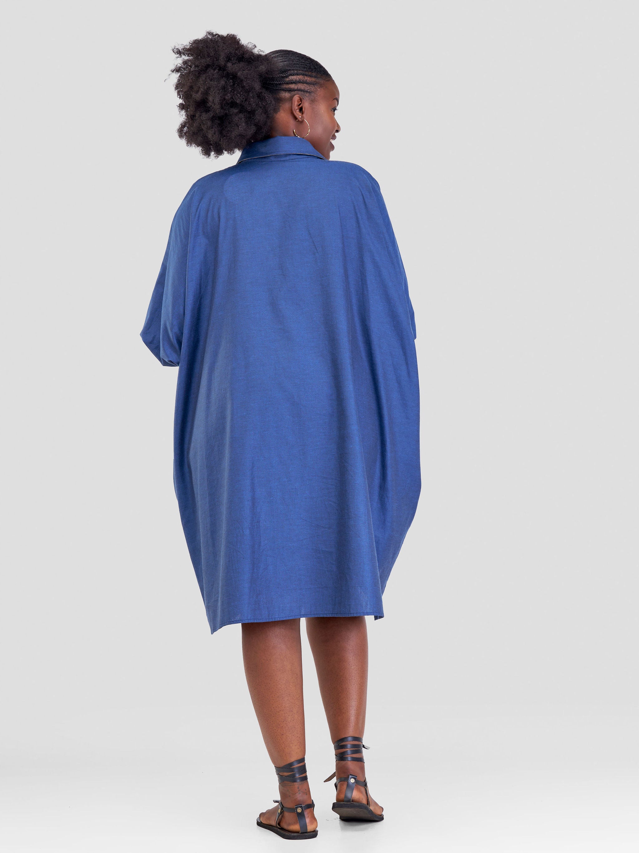 Safari Kikoy Tunic High Low Dress  - Royal Blue