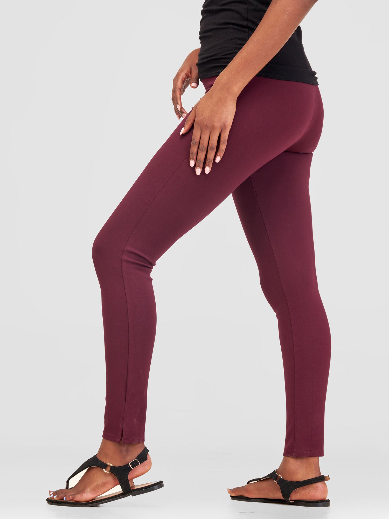 Vivo Faraji Side Slit Leisure Pants - Burgundy