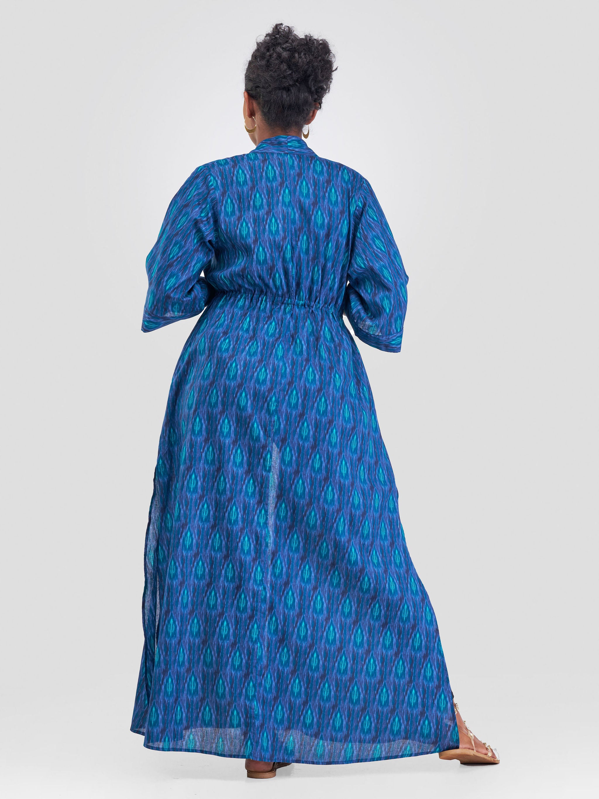 Safari Kikoy High Slit Drawstring Kimono - Teal