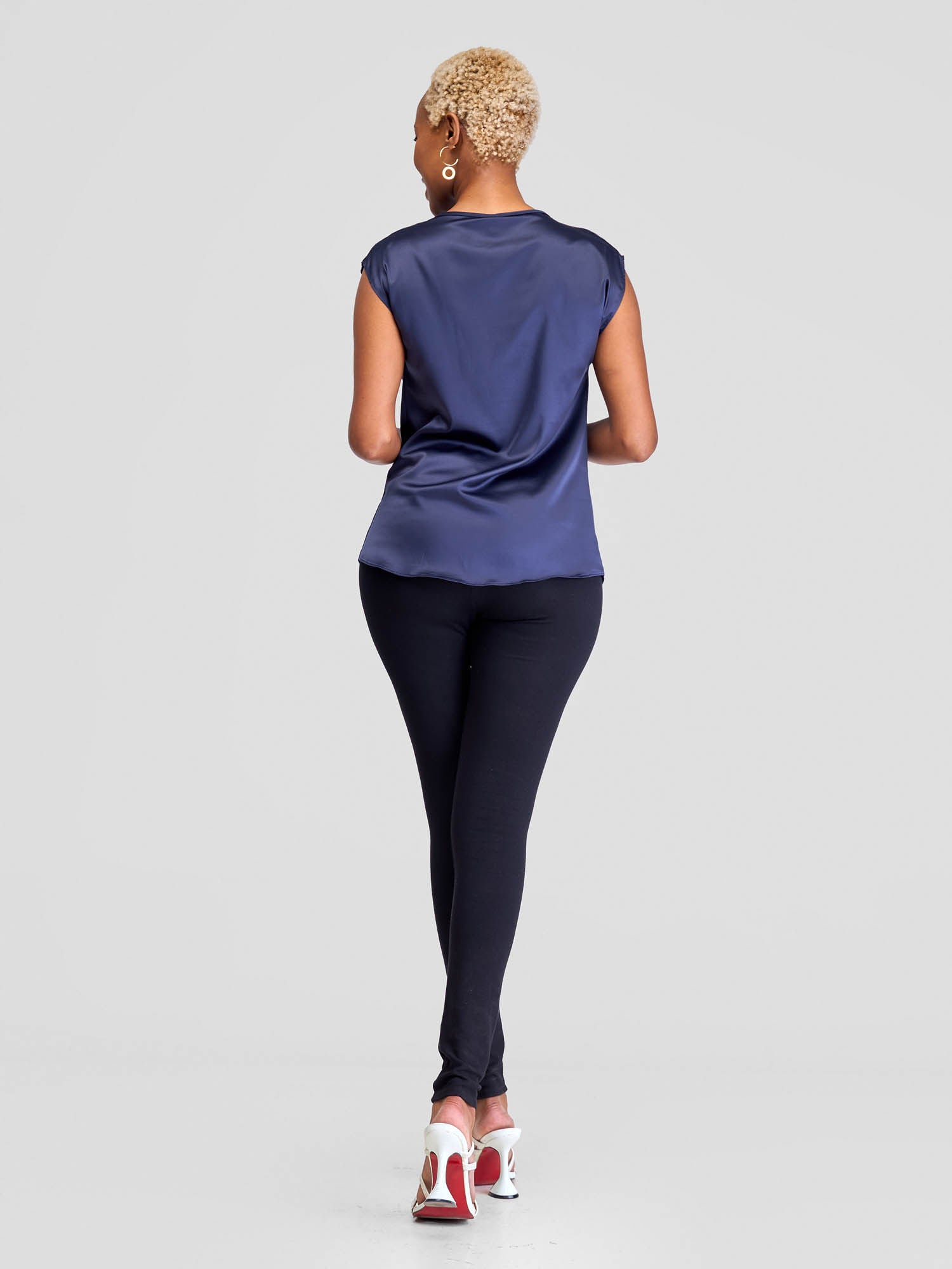 Vivo Tatili Drop Shoulder Cowl Top - Navy Blue