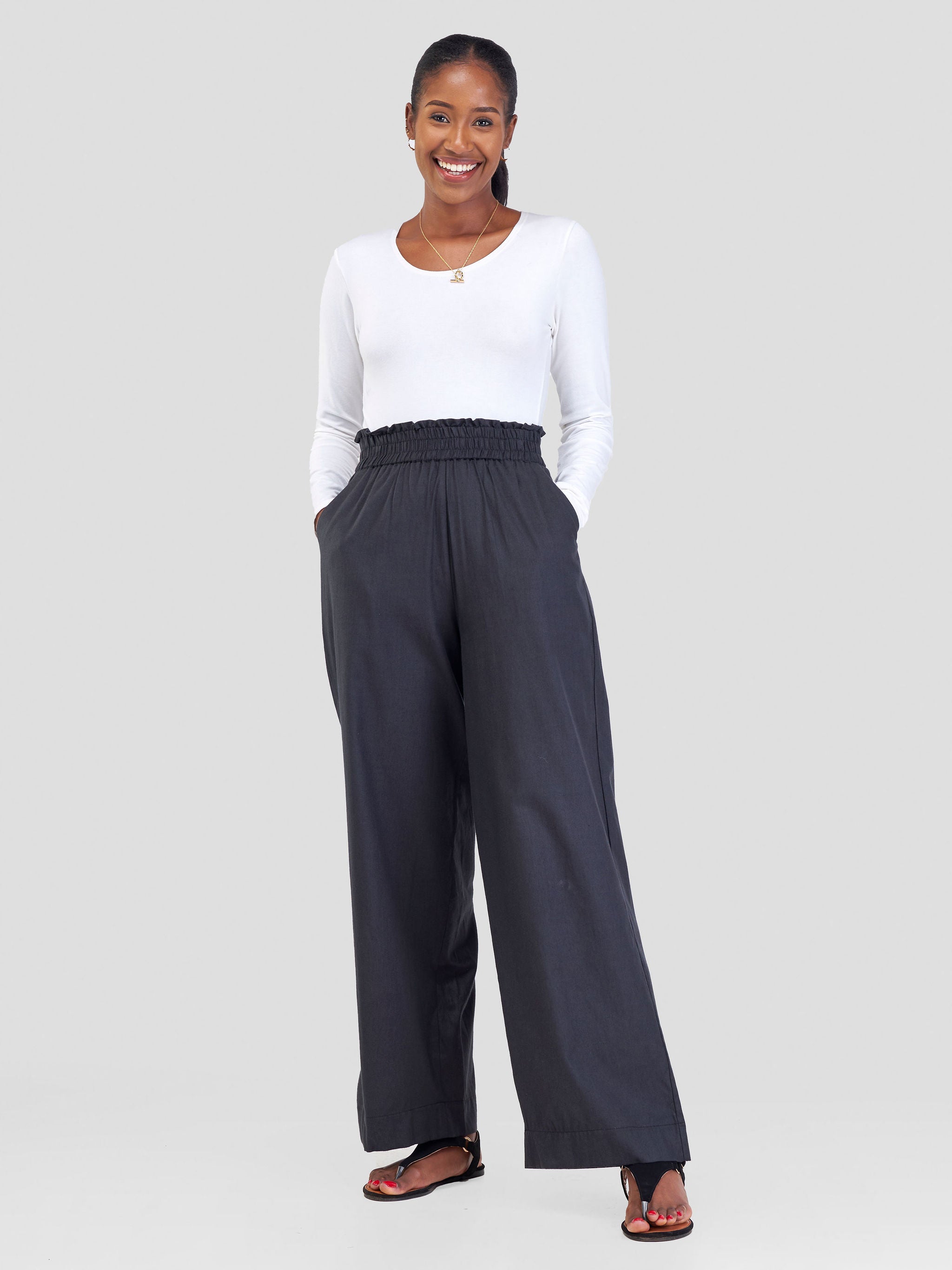 Safari Kikoy Wide Leg Pants -Black