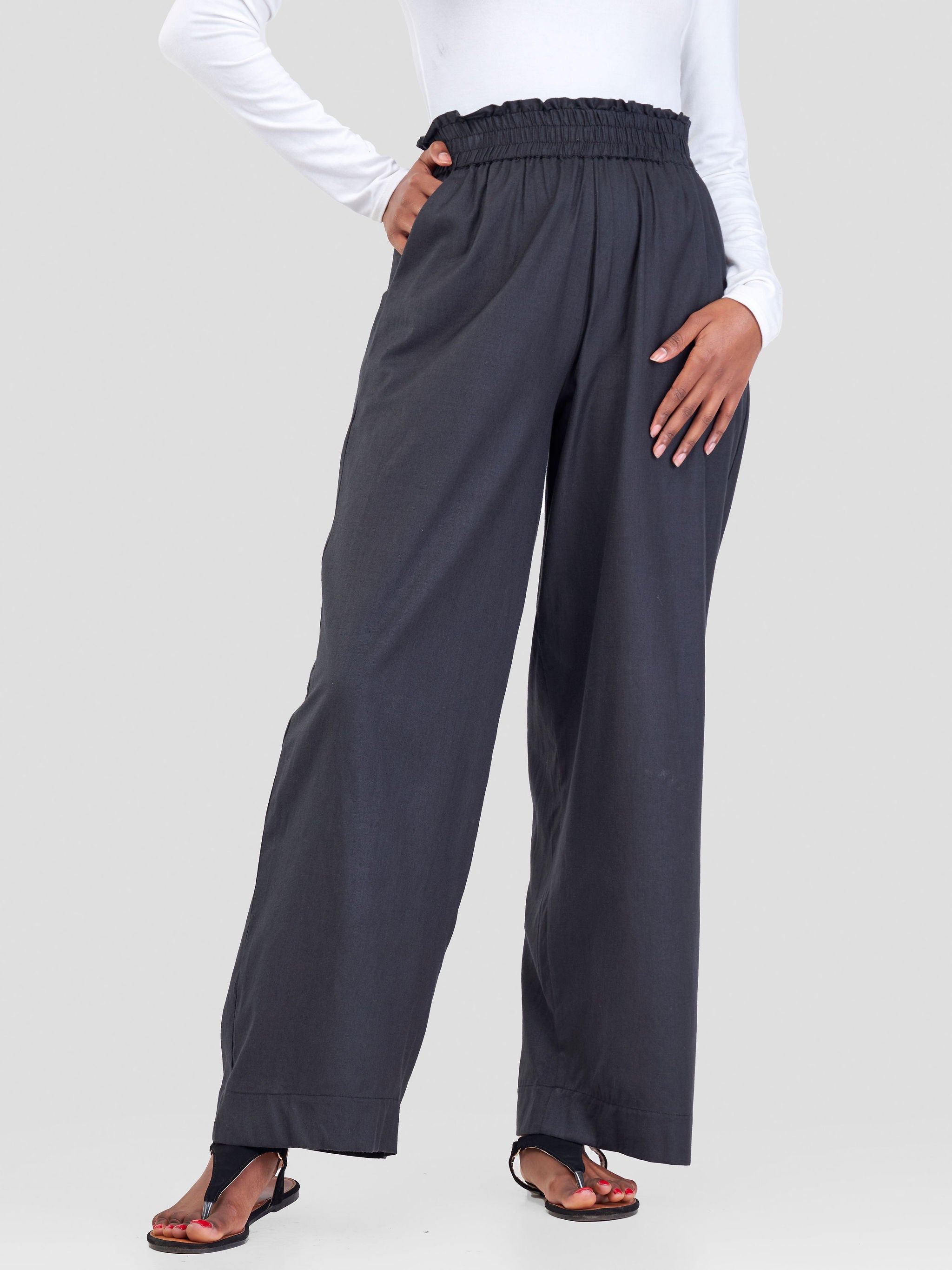 Safari Kikoy Wide Leg Pants -Black