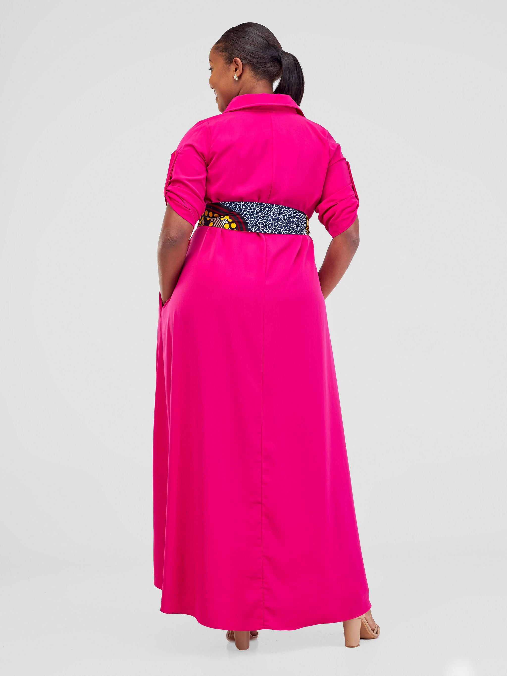Vivo Yumi Maxi Shirt Dress - Hot Pink