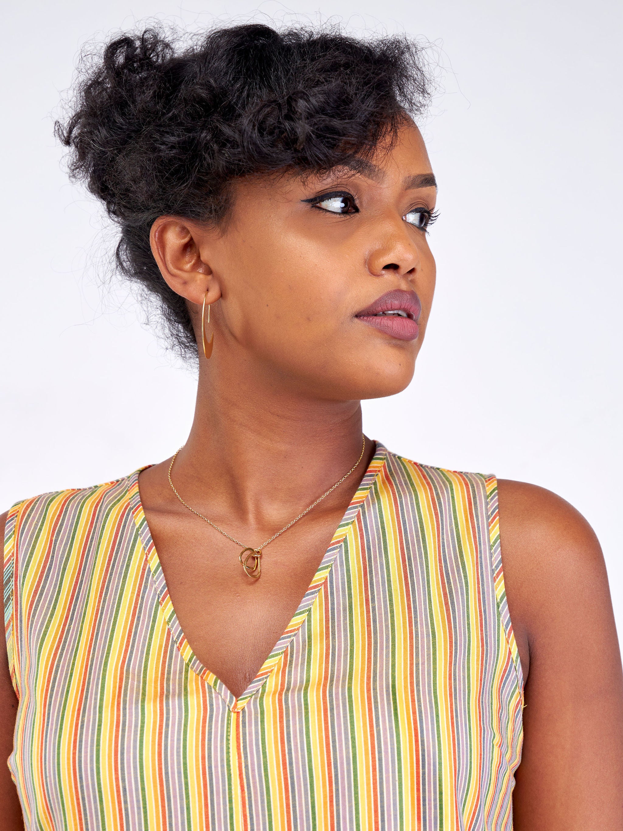 Safari Kikoy Tunic High Low Top With Side Slits - Gold Print