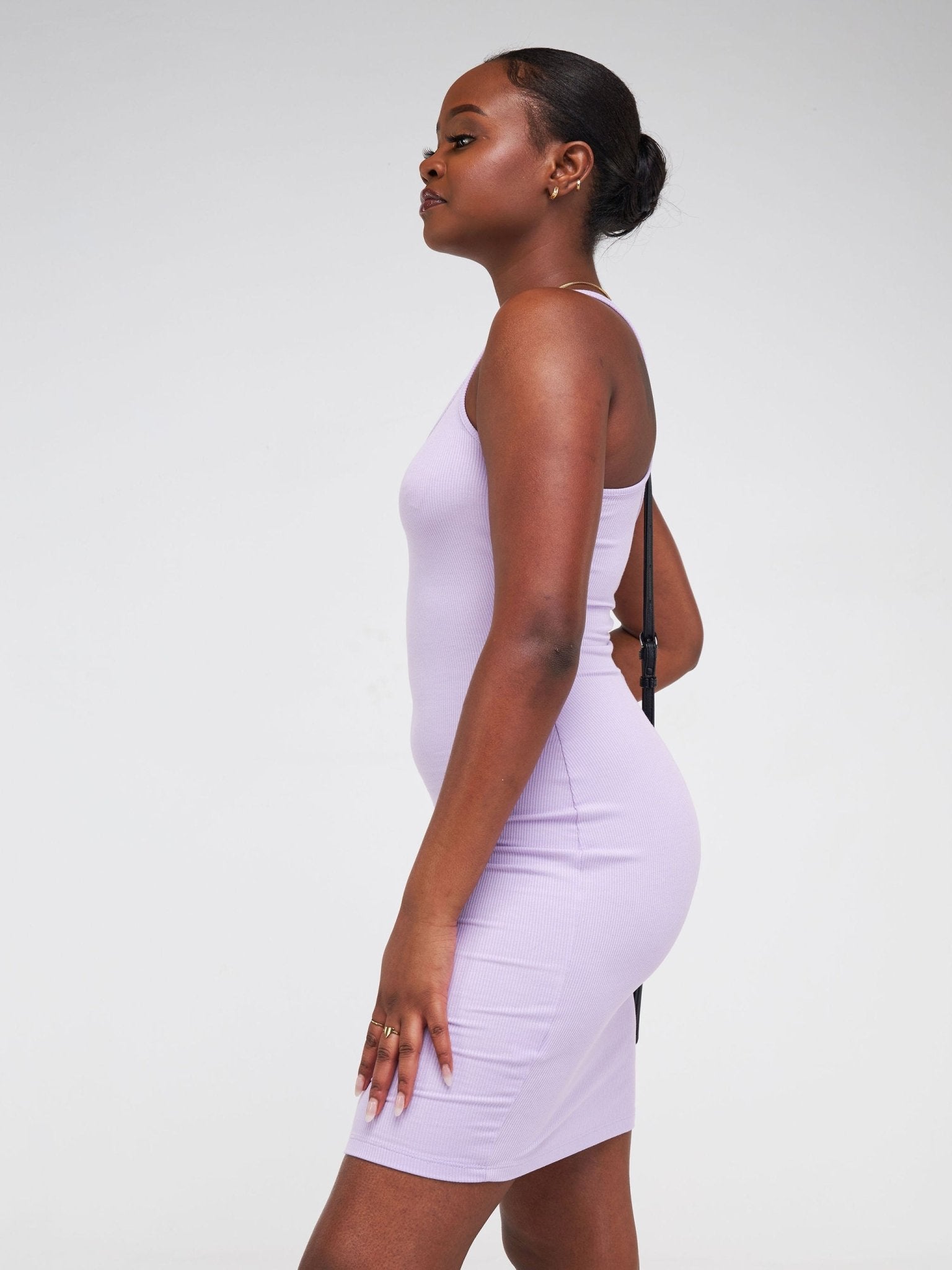 Popular 21 Ribbed Sleeveless Mini Dress - Winsome Orchid - Shopzetu