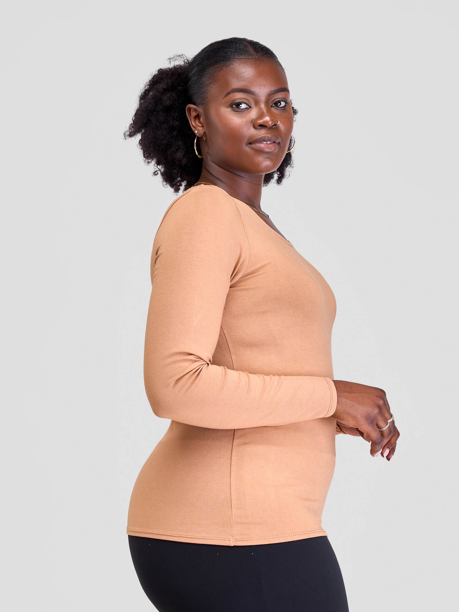 Vivo Basic Long Sleeved Top - Tan