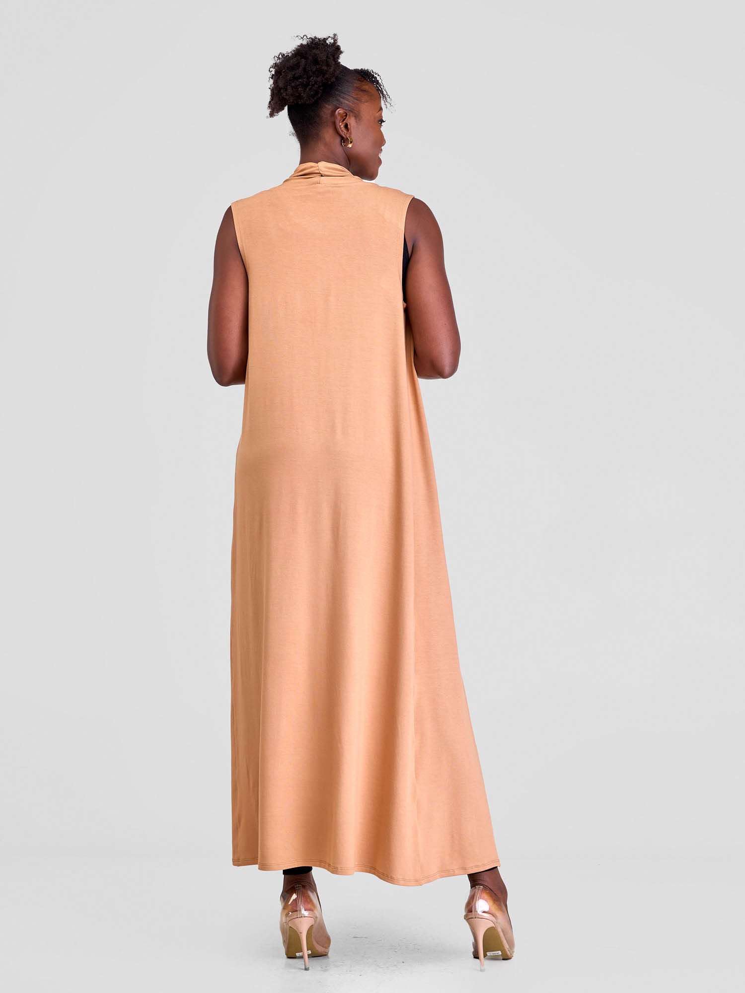 Vivo Basic Sleeveless Extra Long Lily Waterfall - Tan