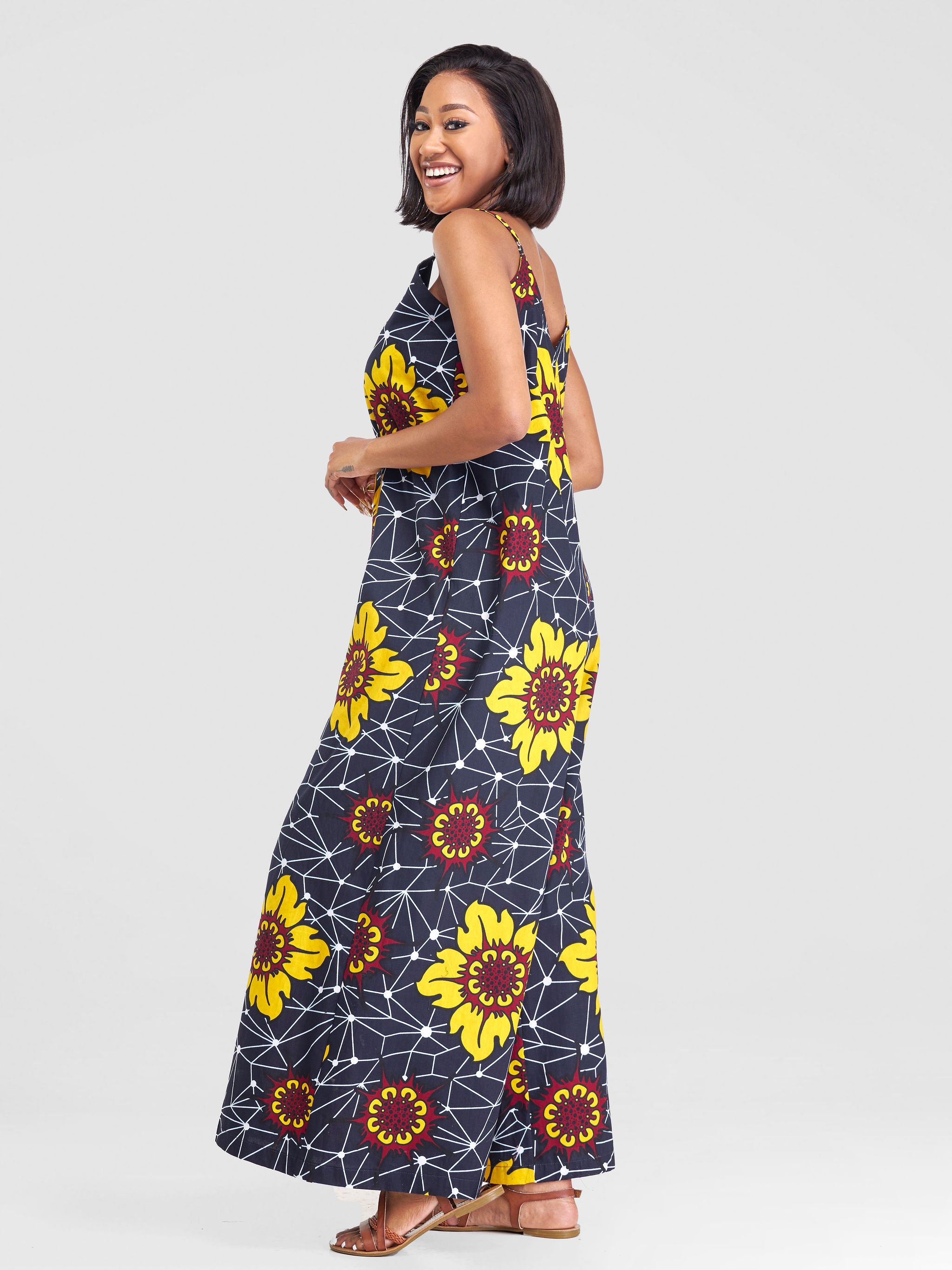 Vivo Kitenge Strappy Jumpsuit Alizeti Print Vivo Fashion Group