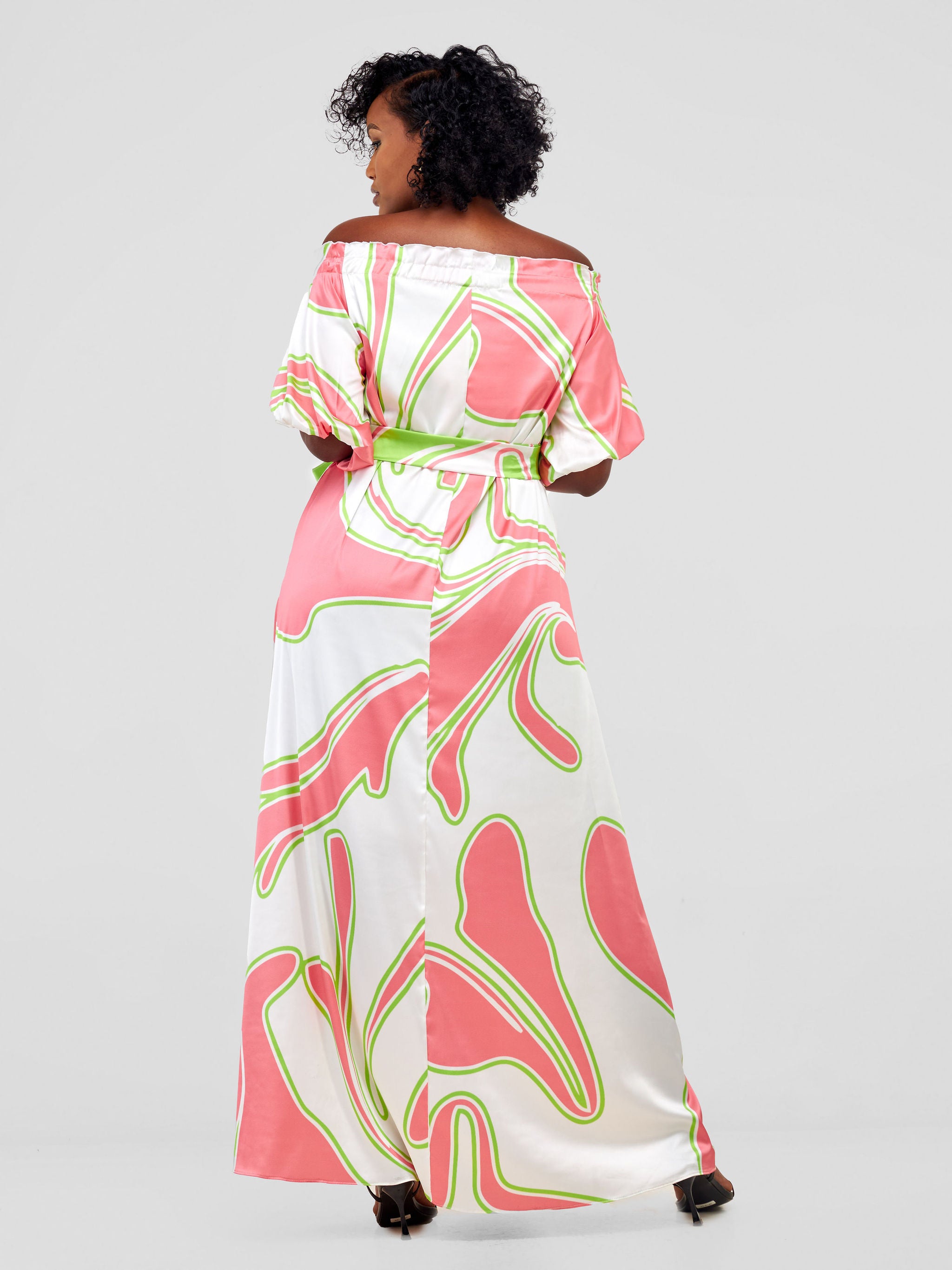 Vivo Sanyu Bubble Sleeve Tent Dress - Pink / White Zazi Print