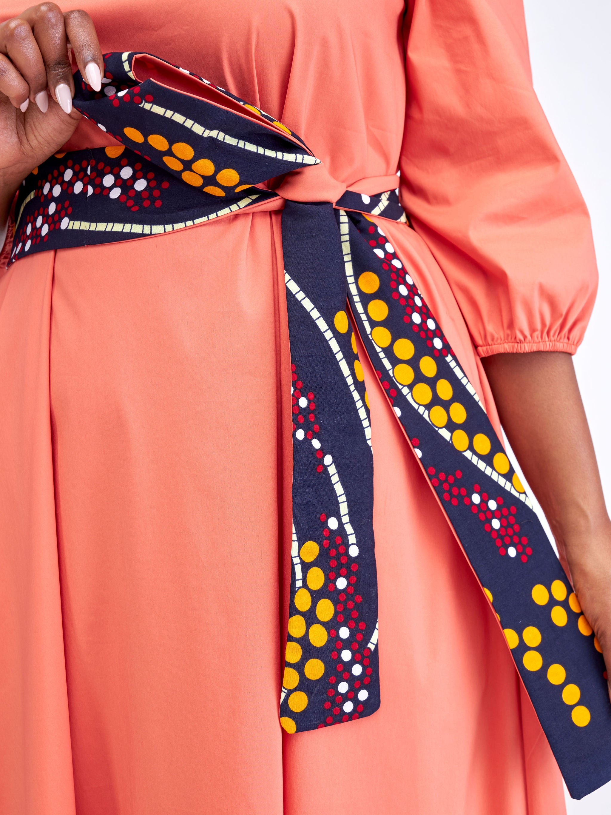 Safari Tawi 3/4 Sleeve Off Shoulder Maxi - Coral