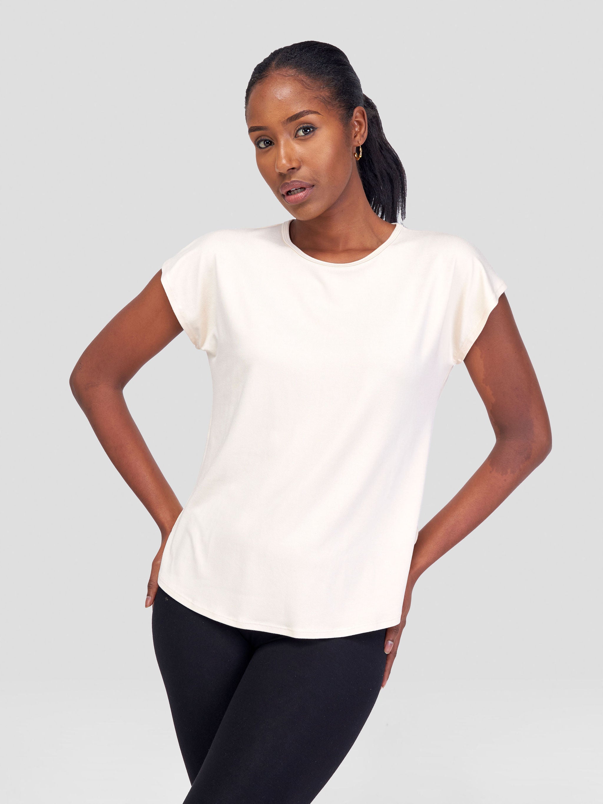 Vivo Basic Drop Shoulder Top - Buttermilk