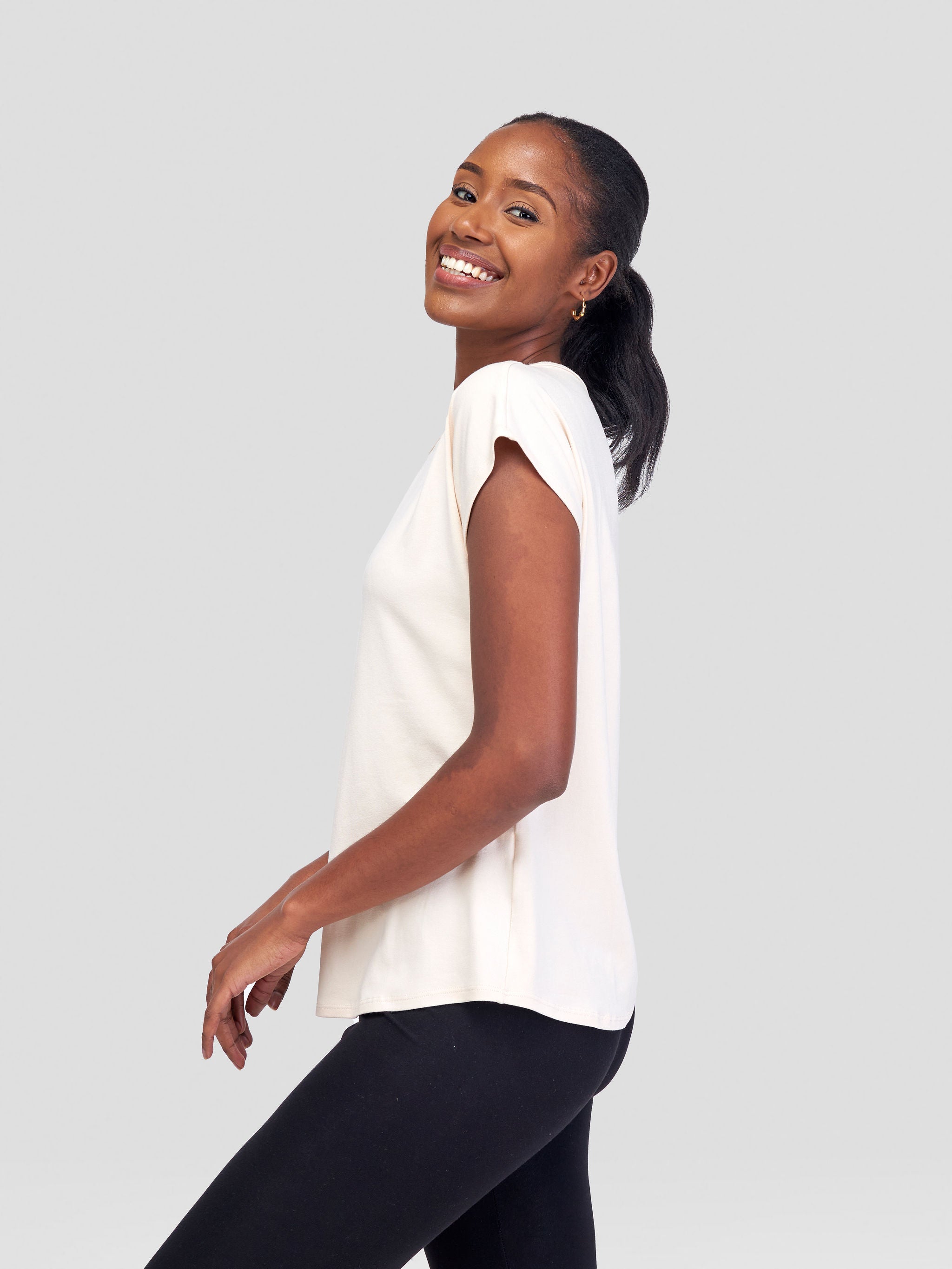 Vivo Basic Drop Shoulder Top - Buttermilk