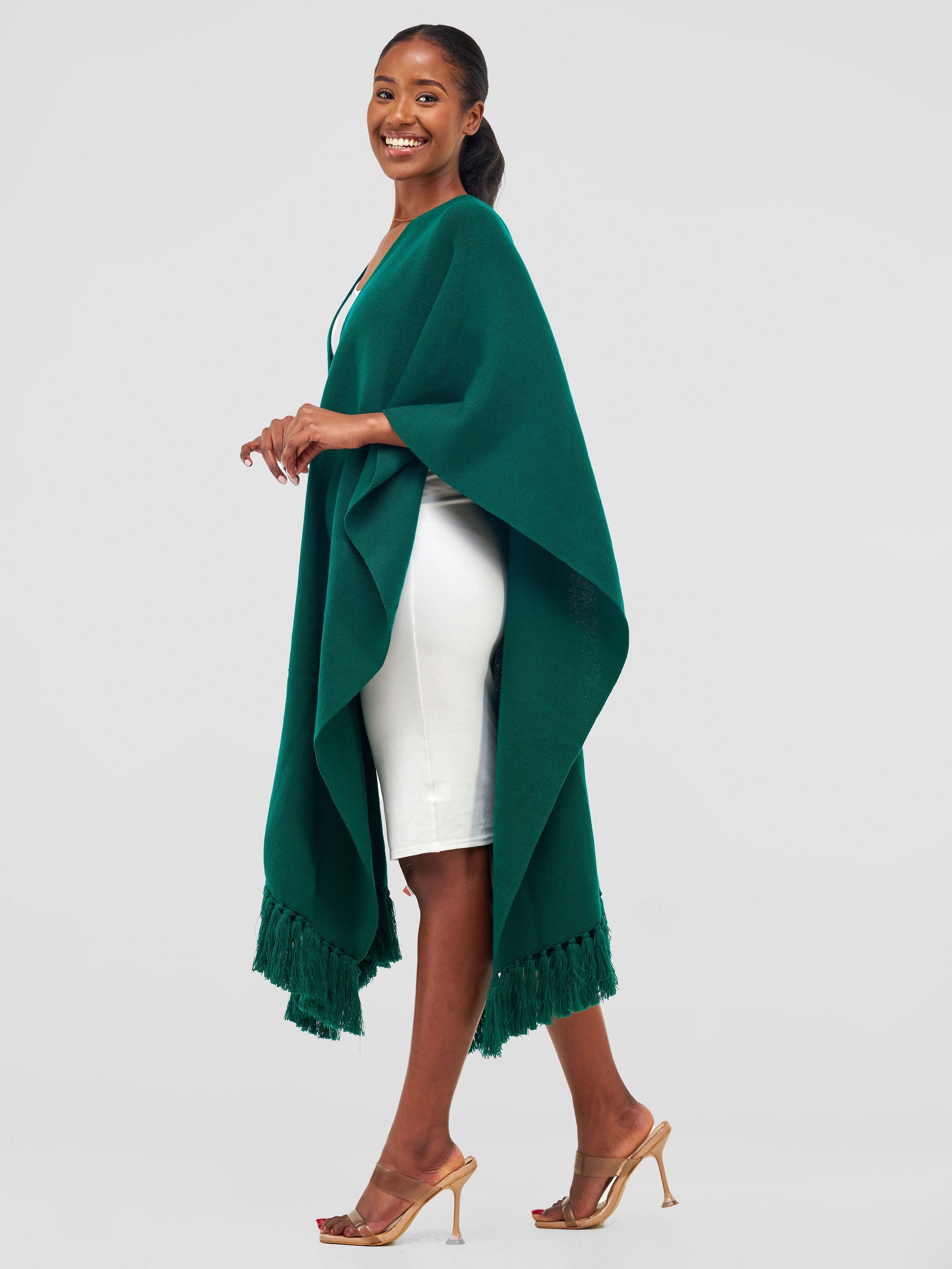 Vivo Basic Double Layered Wrap Poncho - Forest Green
