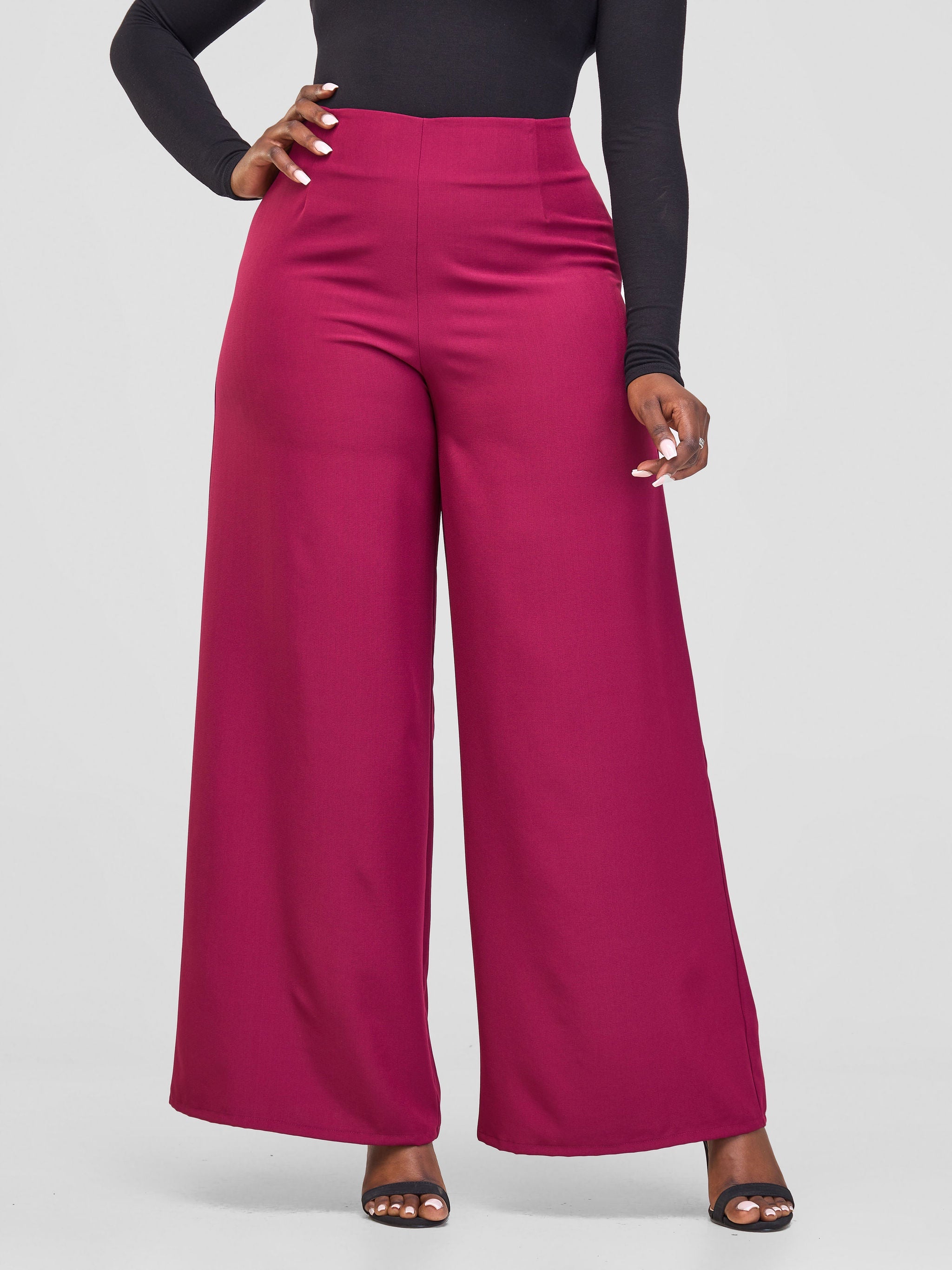 Vivo Ajani Wide Leg Pants - Burgundy