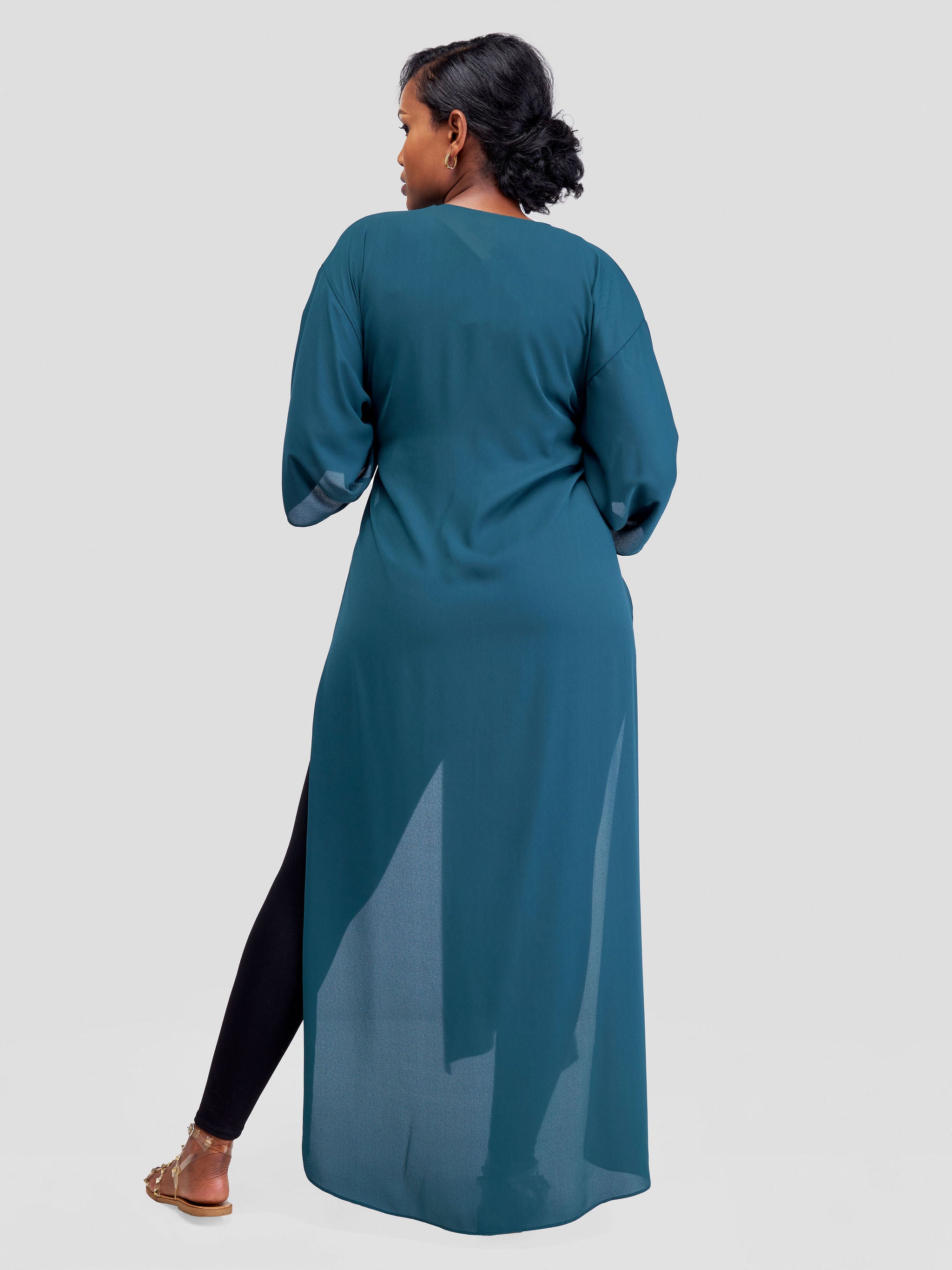 Vivo Basic Nandi High Slit Kimono -Dark Green