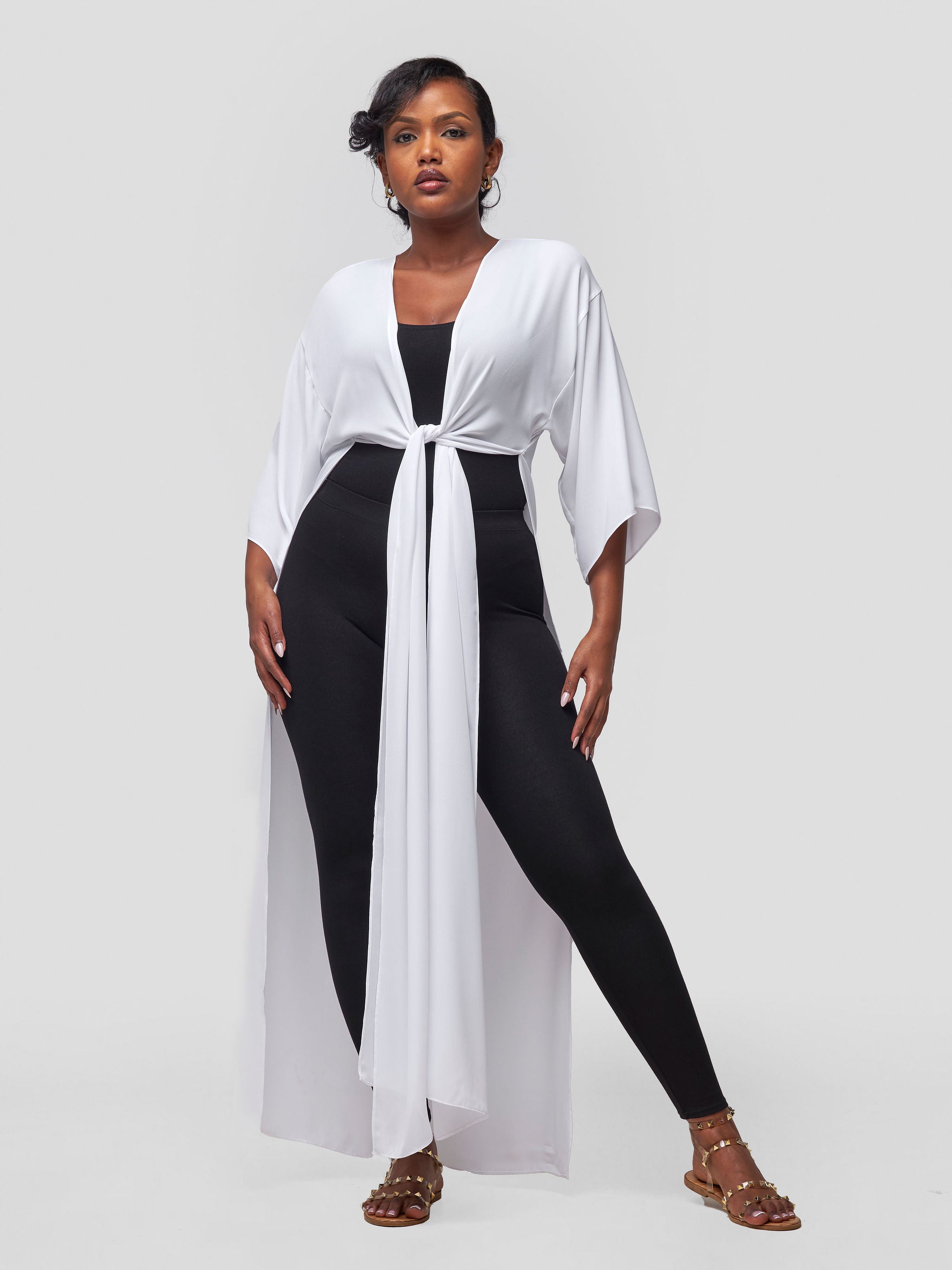 Vivo Basic Nandi High Slit Kimono - White
