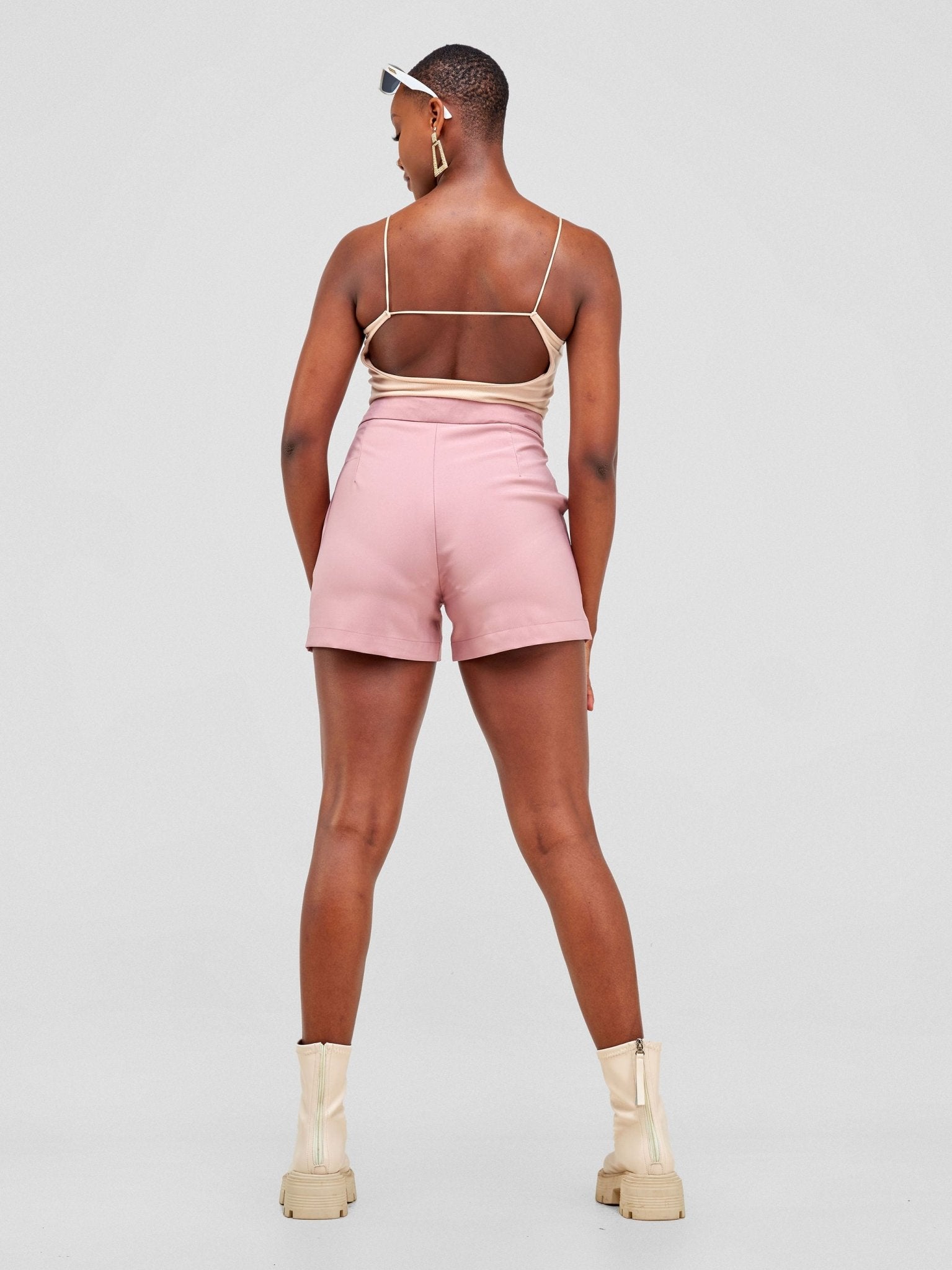 Anika Shorts with Clip - Baby Pink - Shopzetu