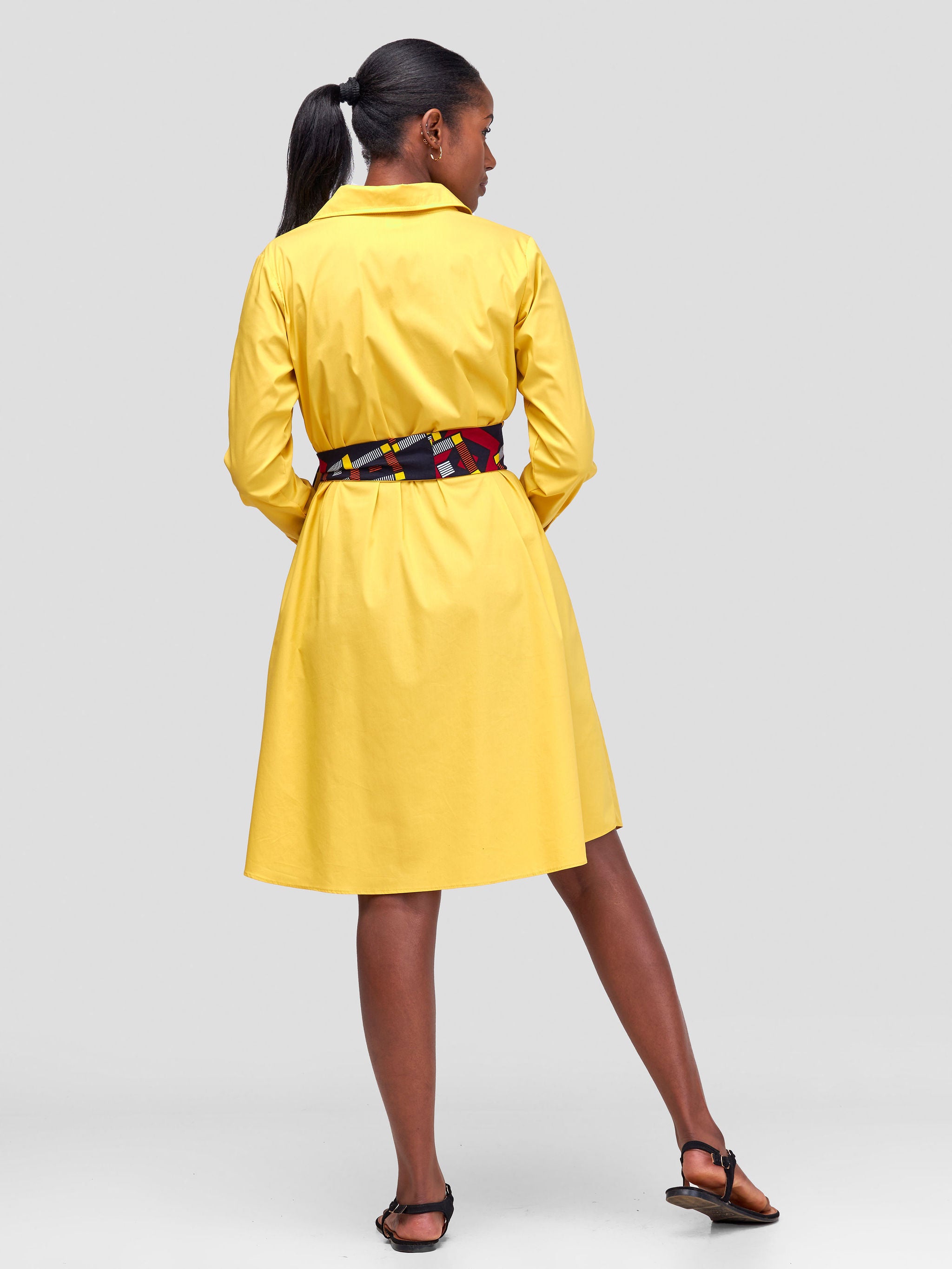 Safari Basic Shirt Tent Dress - Mustard