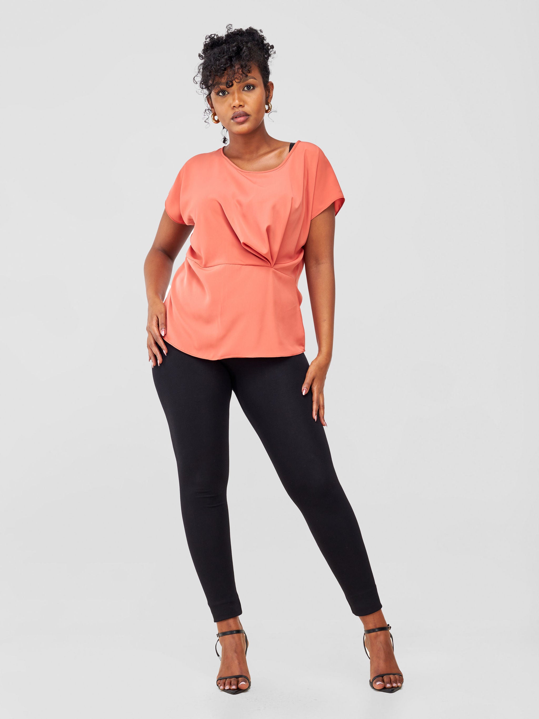 Vivo Zaria Waist Cowl Top - Coral